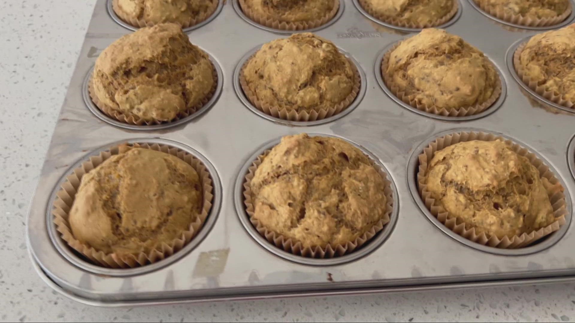 These Pumpkin Chia Muffins are full of plant protein, fiber and refined sugar free.