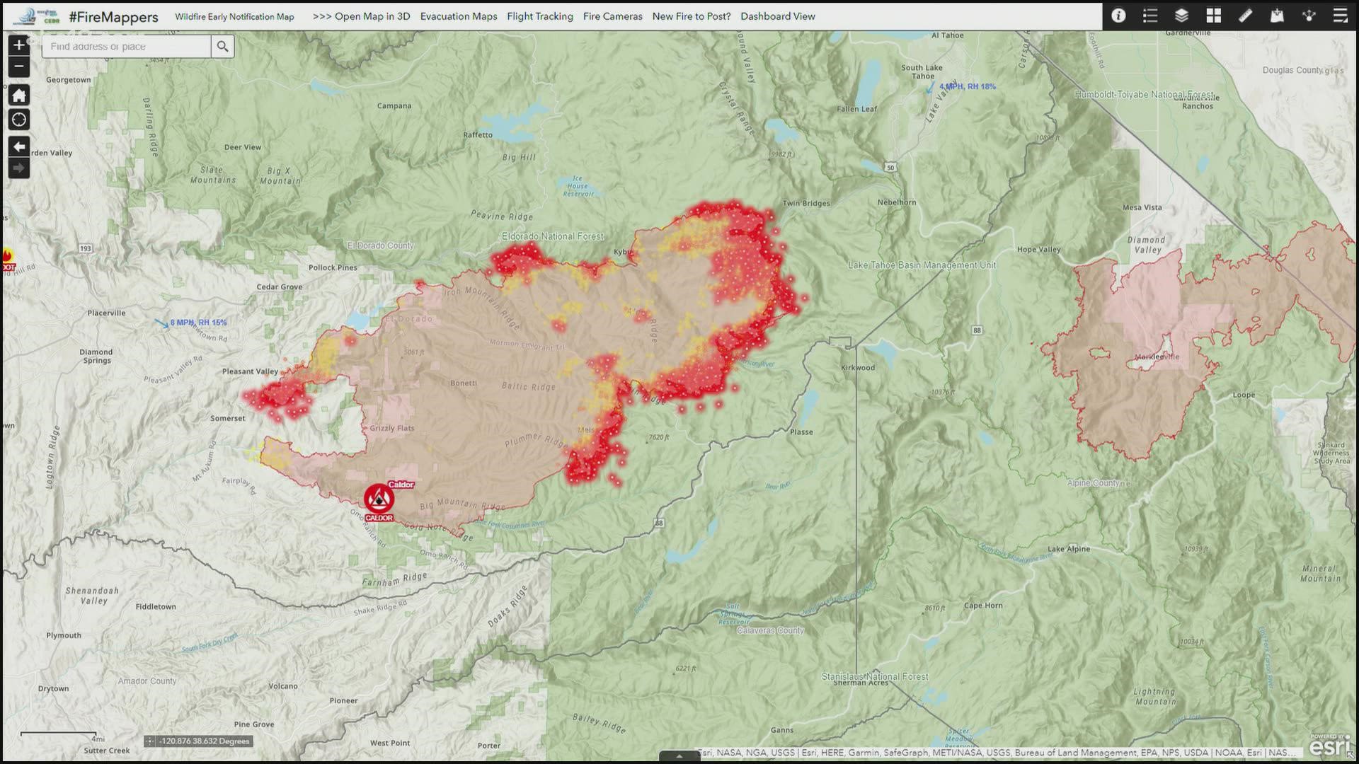 The Caldor Fire continues to grow. It is now burning on both sides of Highway 50.