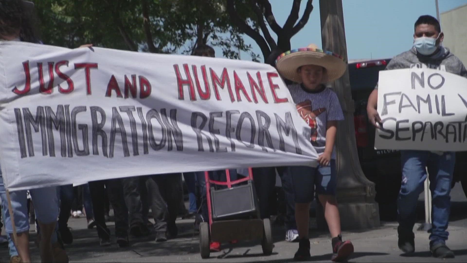On May Day, families of migrant farm workers took to the streets in Stockton to demand justice and and reform.