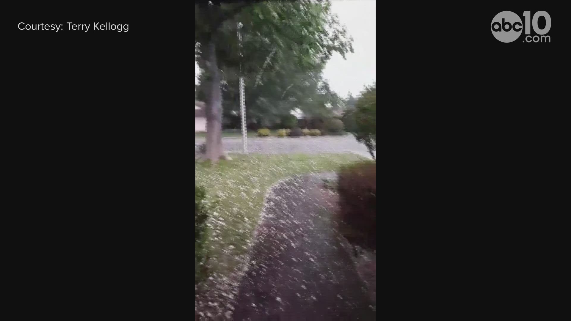 On Friday, a thunderstorm appeared over Redding and dropped "golf ball sized hail" onto the city