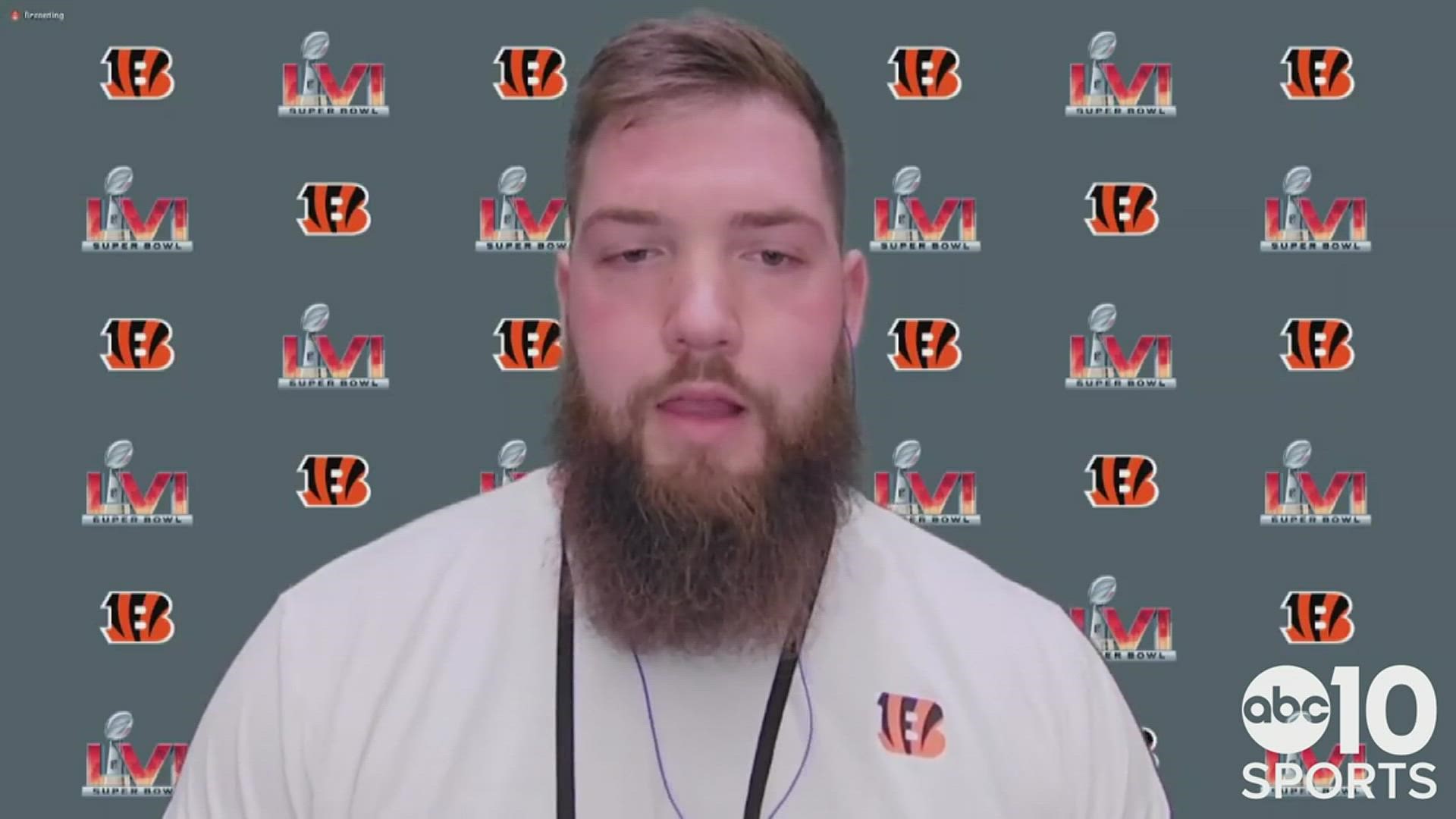 Cincinnati Bengals offensive tackle Jonah Williams, the former Folsom High School star, meets with the media prior to playing in his first Super Bowl.