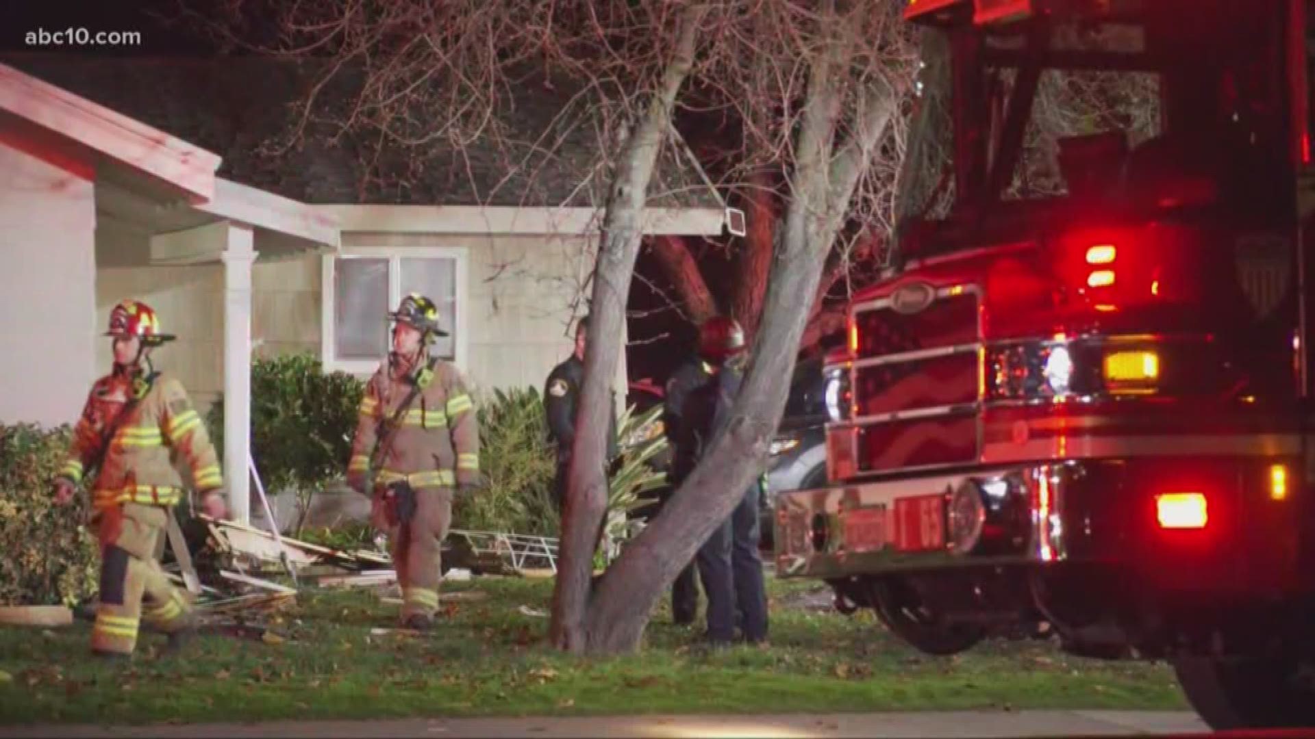A neighbor told ABC10 that the people living in the home gathered family to watch the NFC championship game when the crash happened.