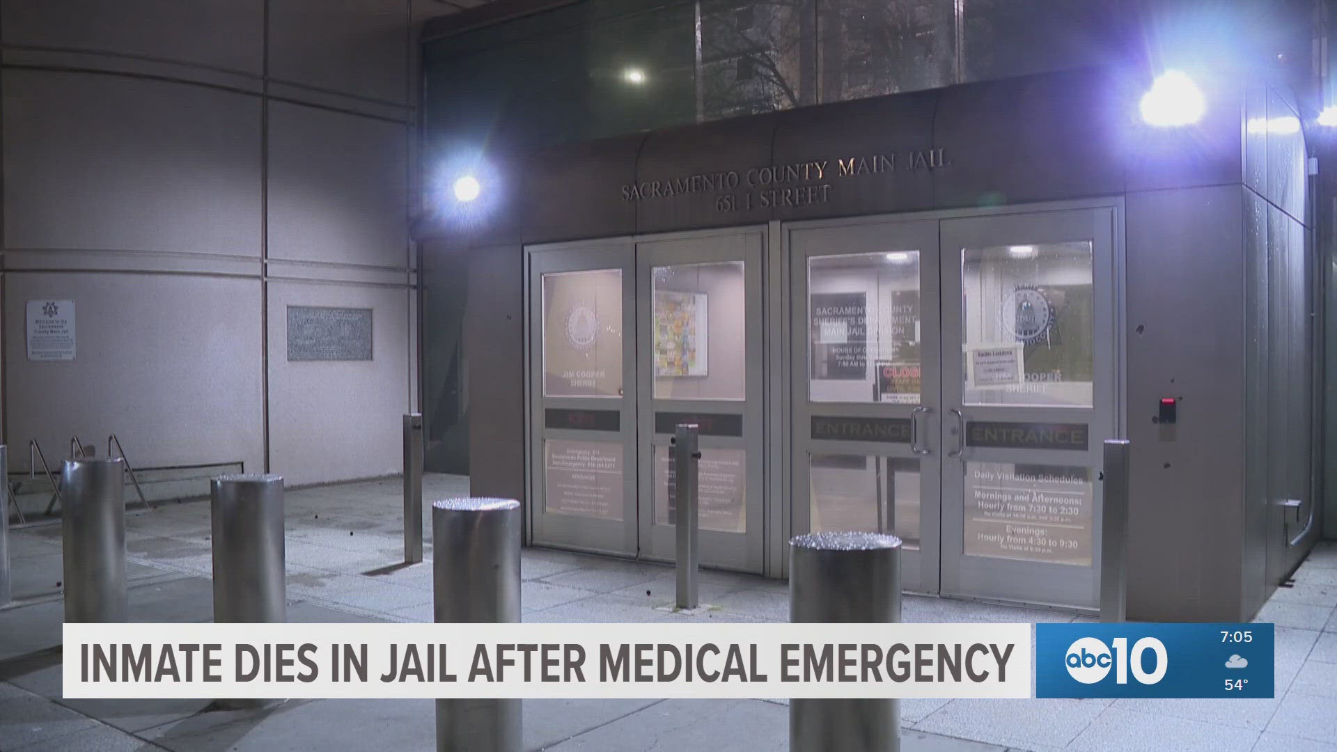 A 55-year-old male inmate was found unresponsive in his cell at the Sacramento County Main Jail on Sunday evening.
