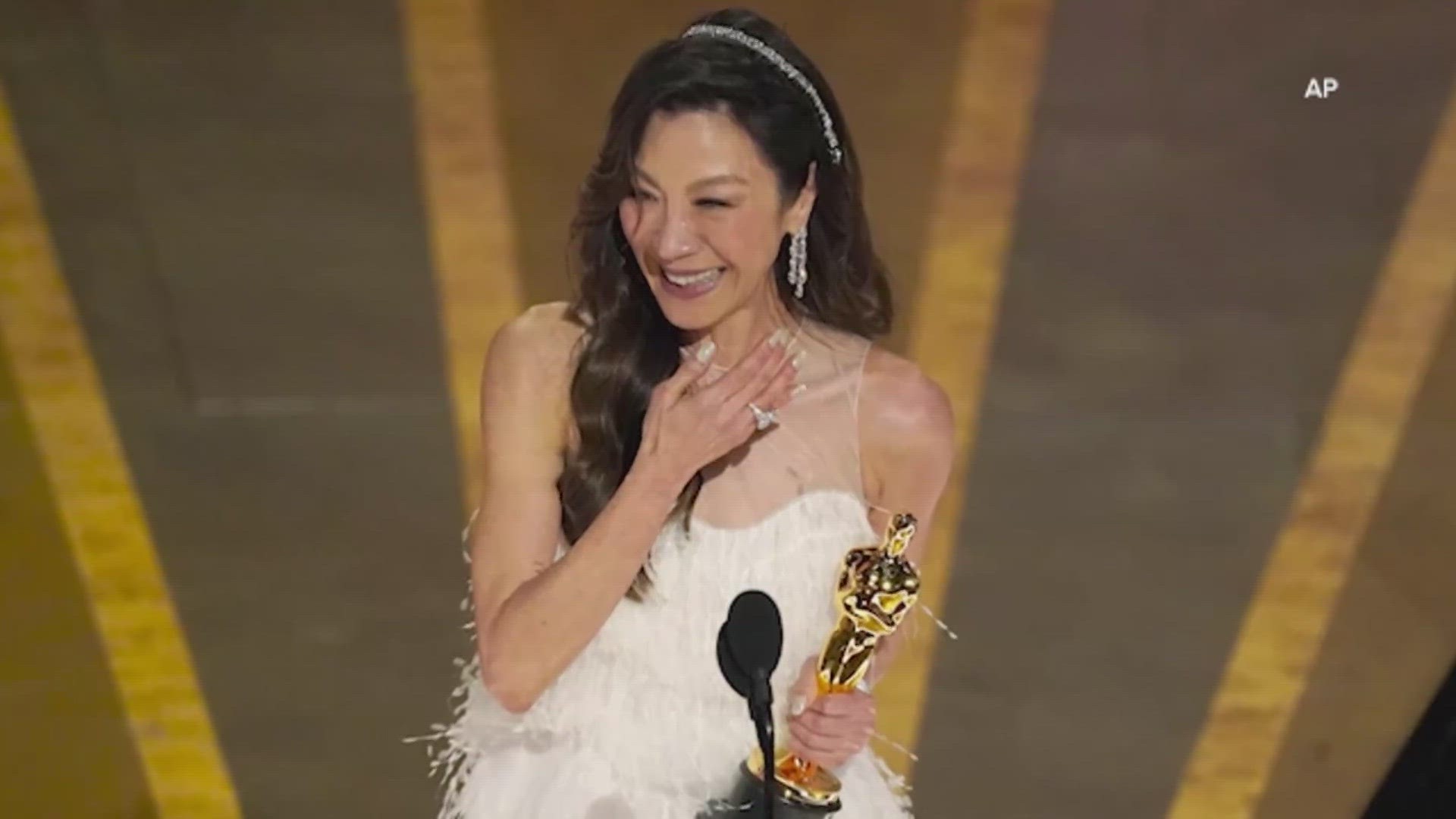 Matthew Hanjoong cheered excitedly with his hands in the air as he watched a historic moment unfold on TV - Michelle Yeoh had just won the Best Actress Oscar.