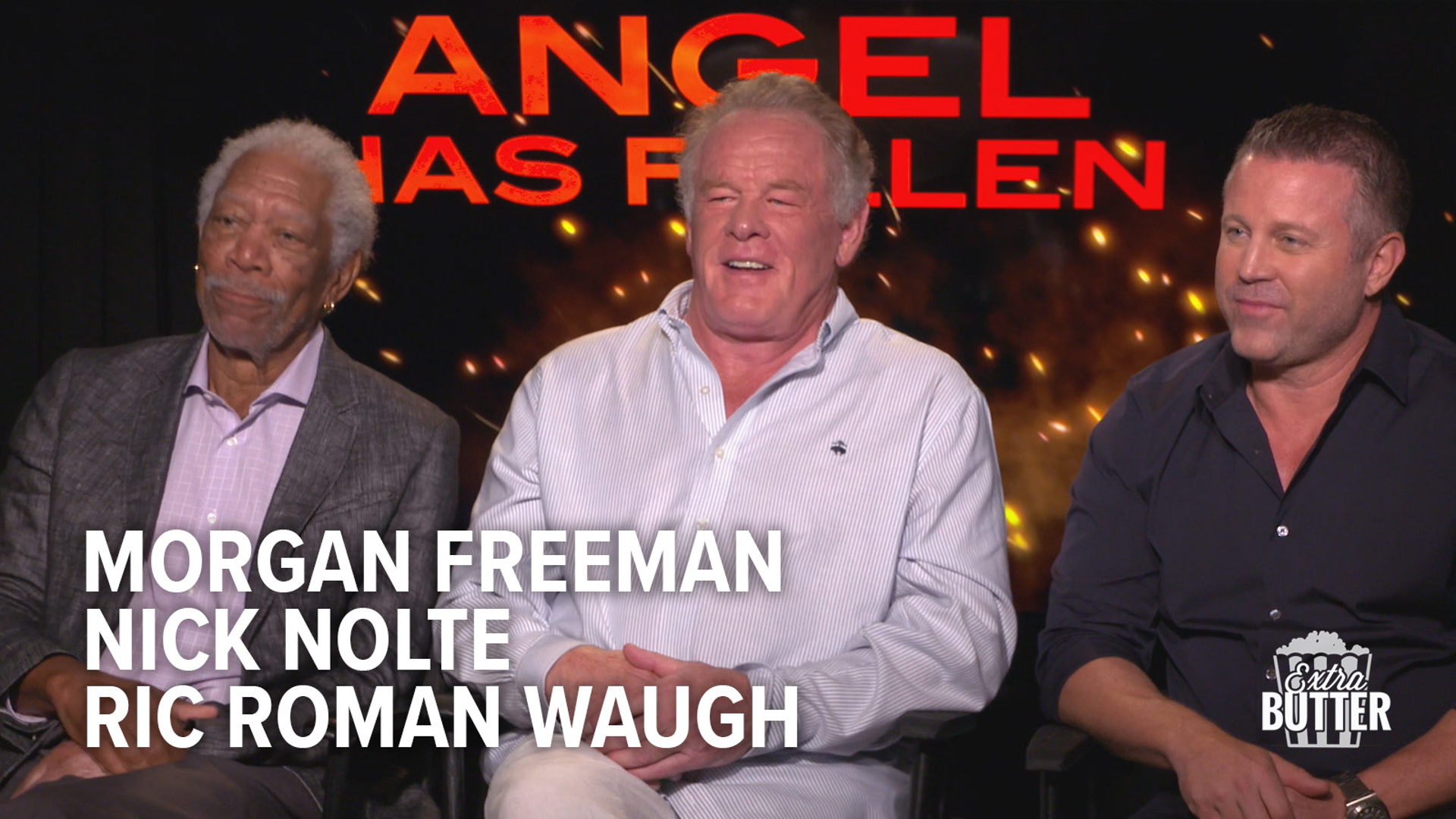 Morgan Freeman and Nick Nolte talk about what excited them about the new movie 'Angel Has Fallen.' Director Ric Roman Waugh talks about getting a call from Gerard Butler to direct.