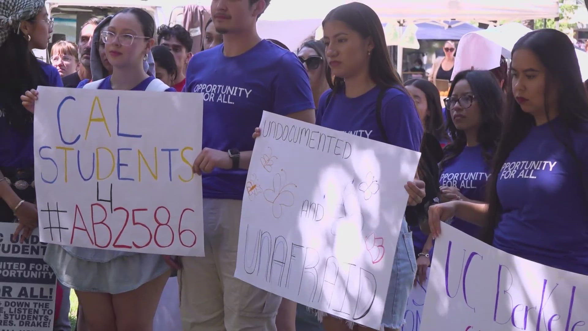 College students from all over California rallied in Sacramento urging Gov. Newsom to sign bill AB 2586.