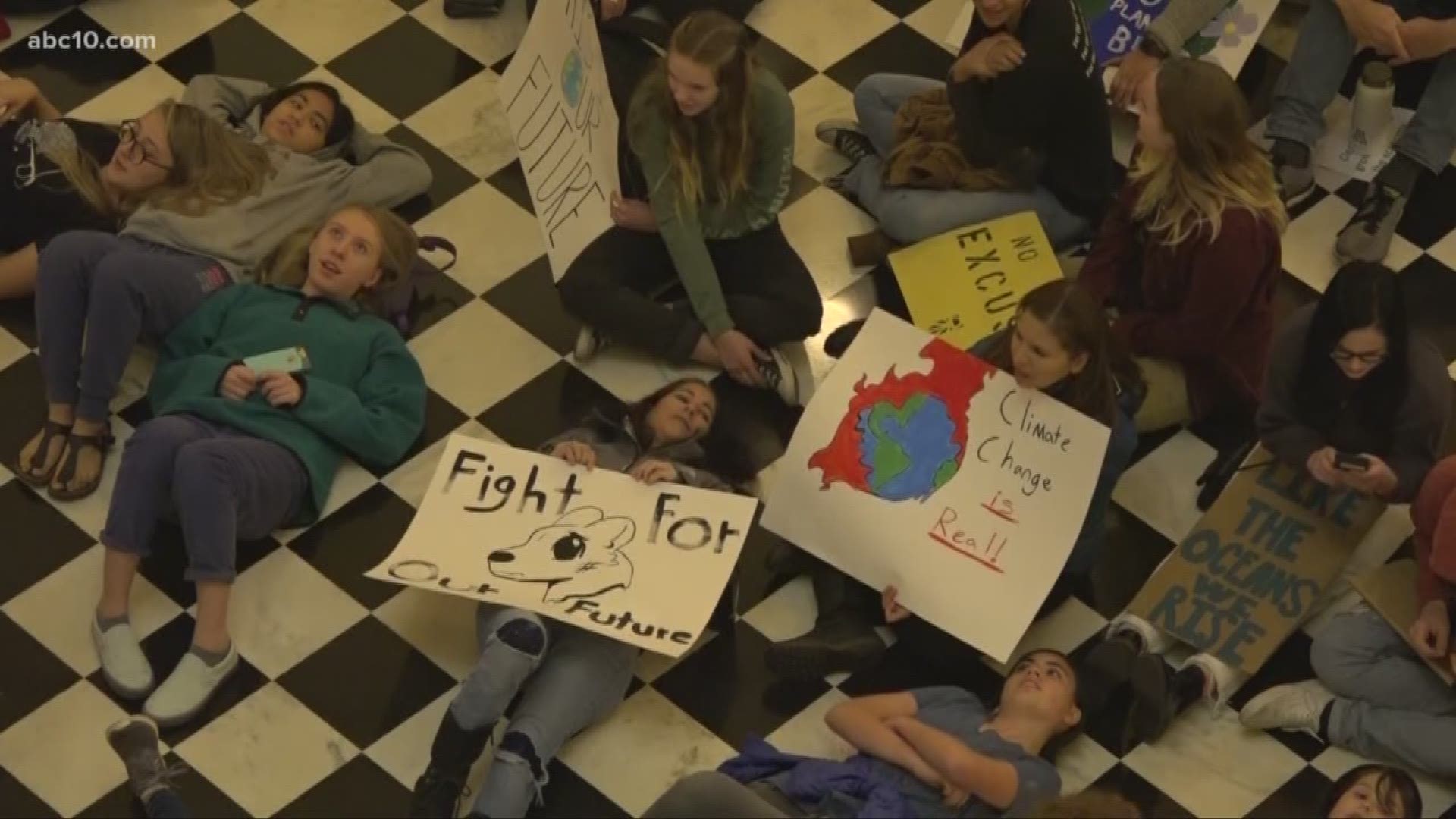 Hundreds of people gathered at the State Capitol in Sacramento for a climate protest. The event, led by teenagers, called on state lawmakers to do more.
