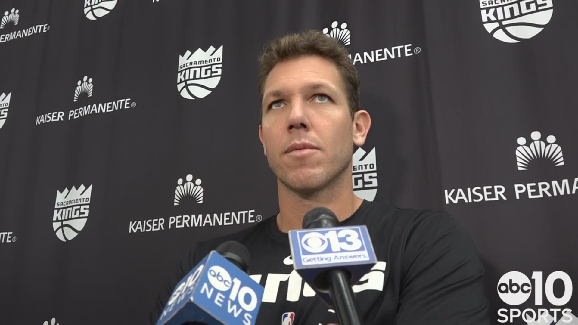 Kings coach Luke Walton talks about adjustments being made before the next preseason test in Utah against the Jazz and recent contract comments made by Buddy Hield.