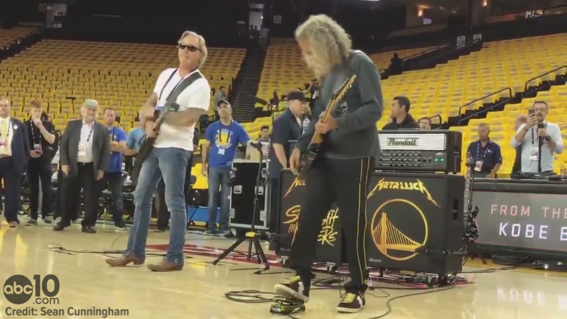 ABC10 Sports Reporter Sean Cunningham captured this video of Metallica rehearsing the national anthem during soundcheck for the NBA Finals in Oakland between the Golden State Warriors and The Toronto Raptors.
