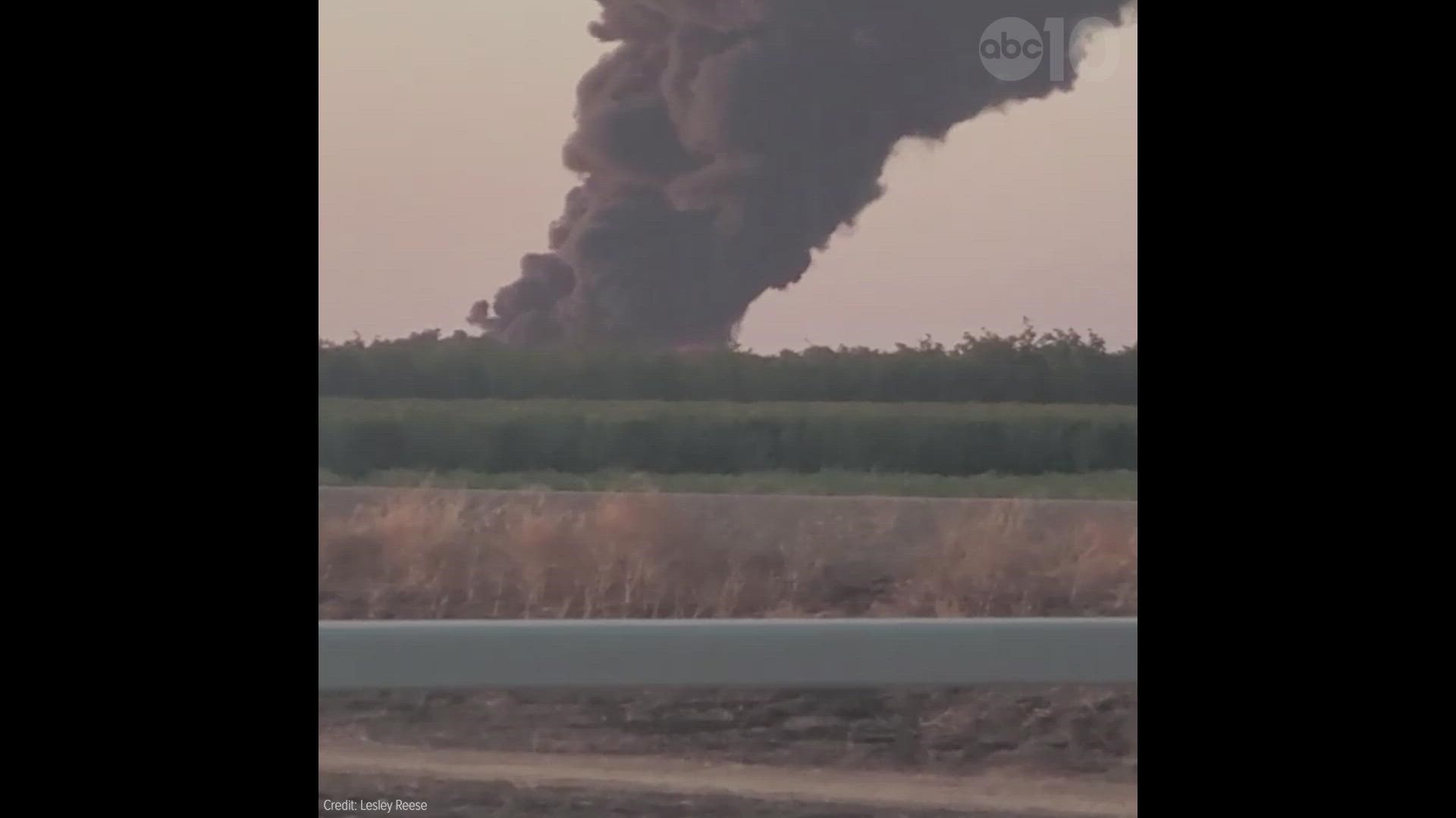 A viewer captured a video of a massive fire along Beyer Lane in Stockton