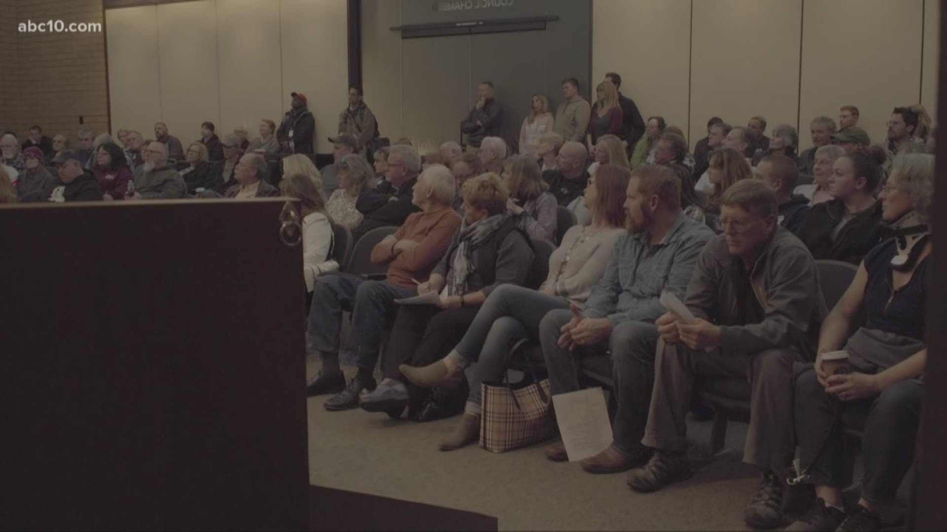 Several dozen Paradise residents showed up and an overflow room was opened for residents to watch a town council meeting in Chico, Tuesday evening, discussing the future of the town.