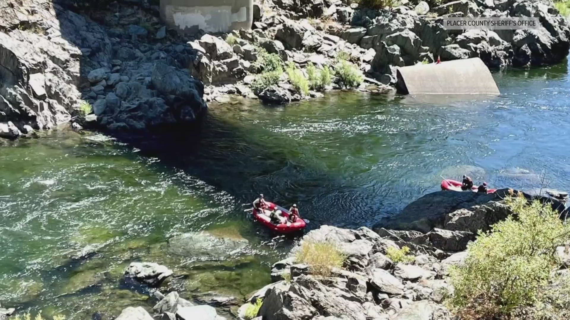 The Placer County Sheriff's Office said the father jumped into the river after he saw his son struggling in the water.