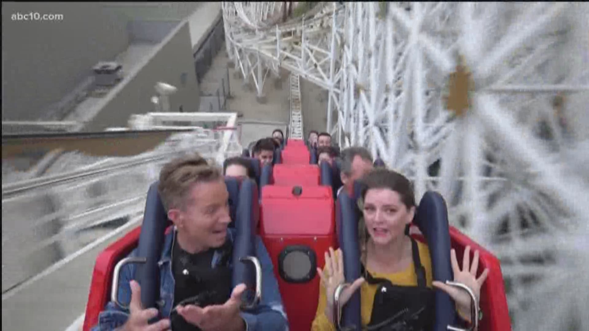 Mark S. Allen is riding the brand new Incredicoaster with one of the people who helped create it.
