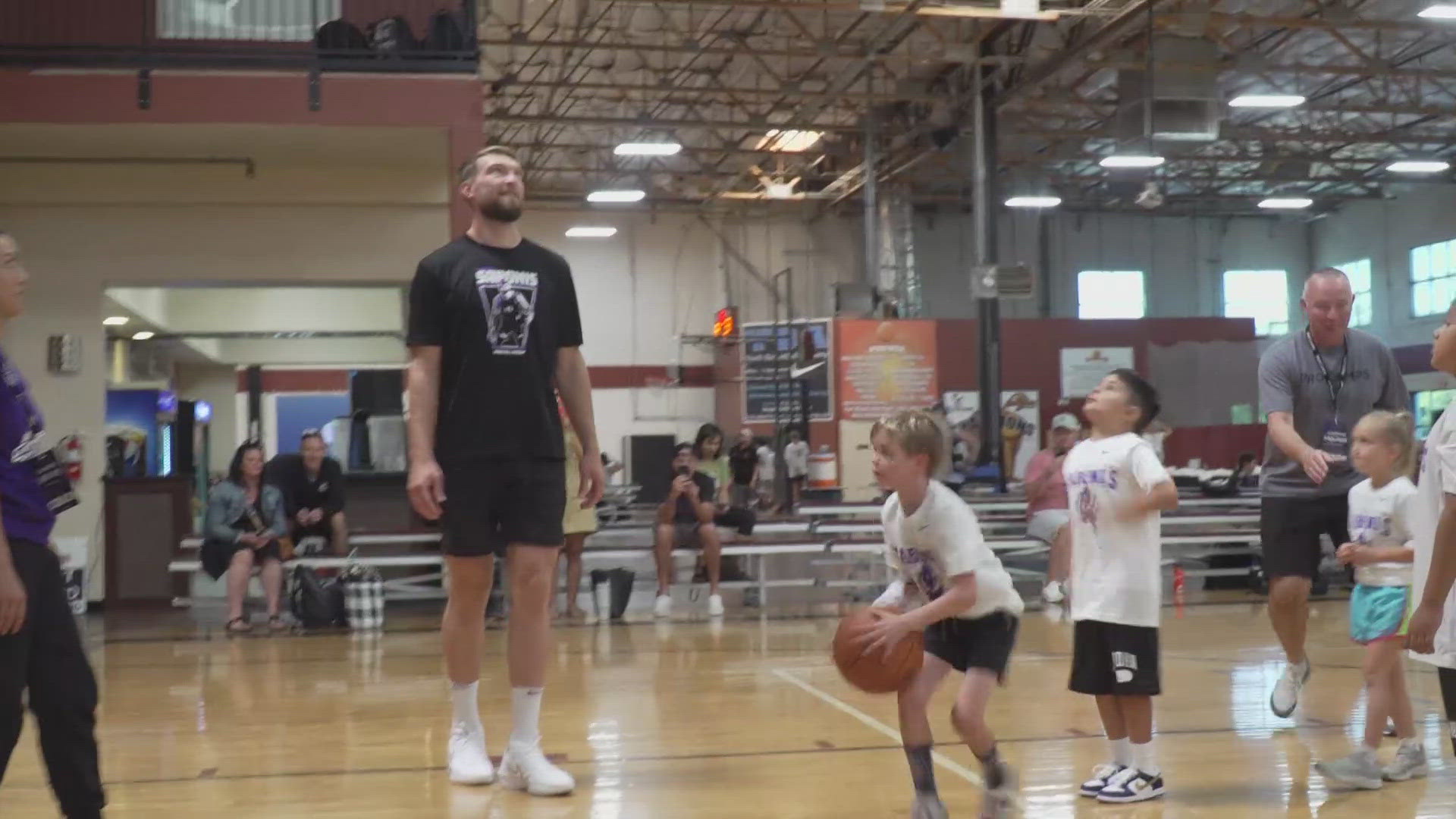 Sacramento Kings center Domantas Sabonis helped kids improve their game at a youth camp in Rocklin.