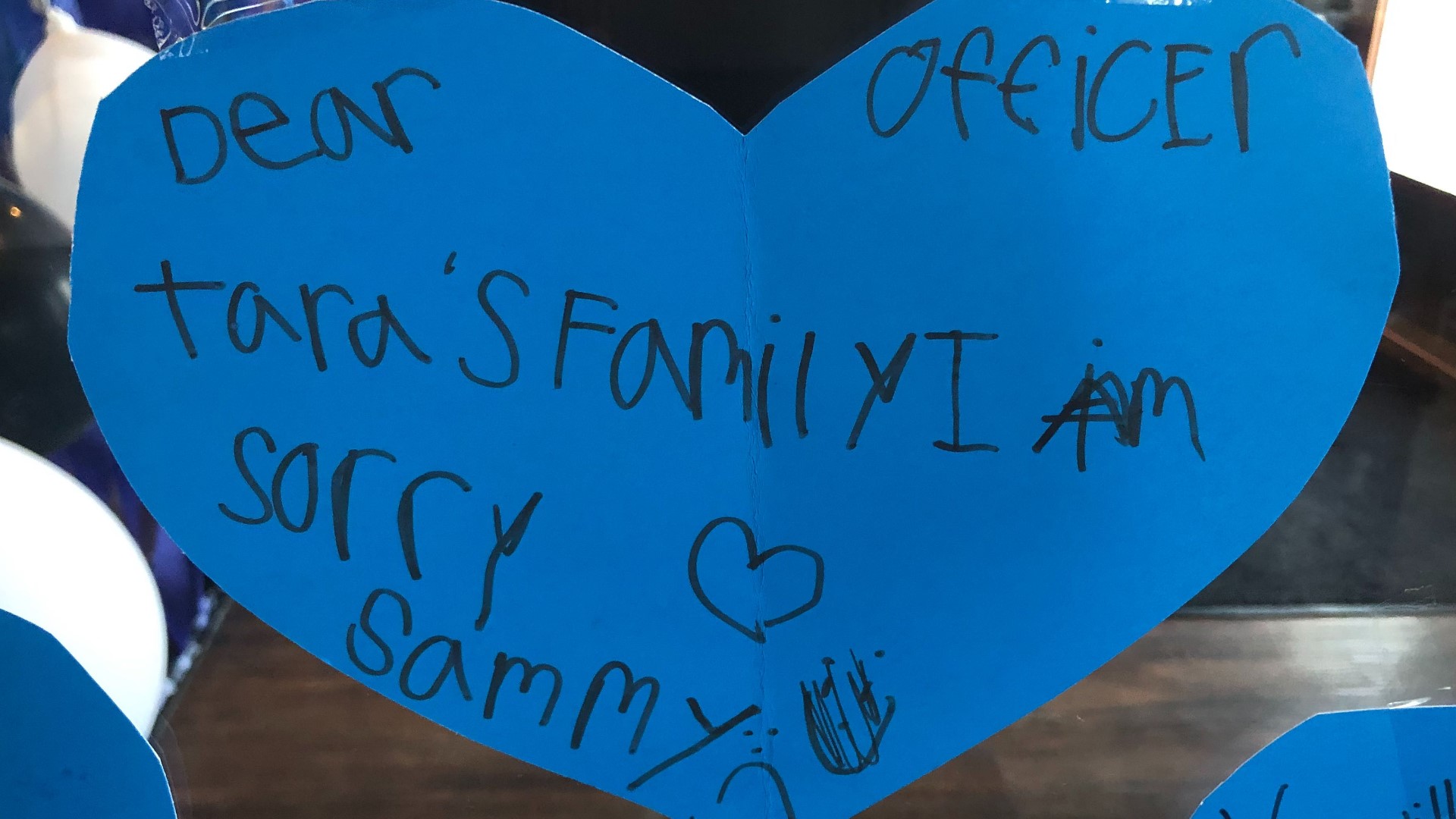 The words written on blue hearts at the Rocklin Roundtable Clubhouse will find themselves to the family of fallen officer Tara O'Sullivan and other law enforcement.