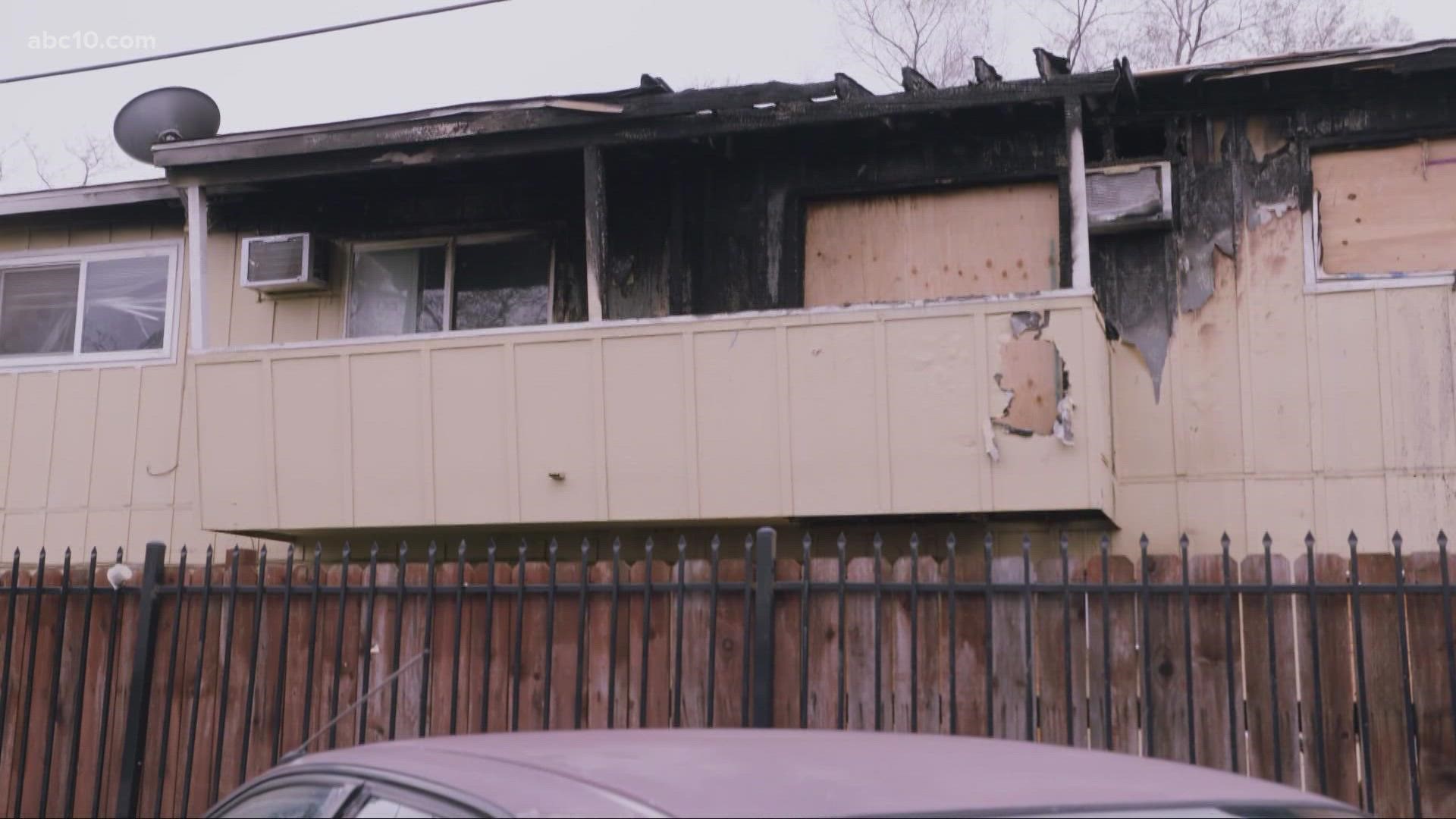 The fire burned the hair and clothes off of several family members.