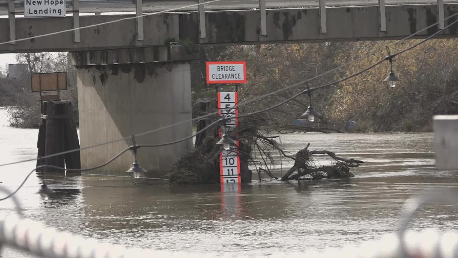 The water levels of the Sacramento River have now hit 25 feet and will likely continue to grow in the next four days as more storms hit Northern California