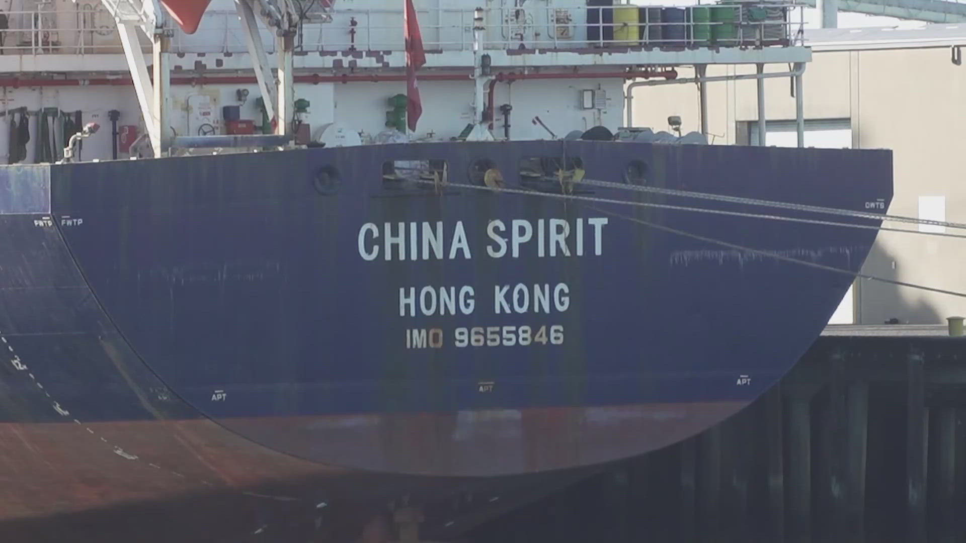 "China Spirit" has been docked at the port for three weeks and is likely to leave on Friday, heading for Jordan in the Middle East.