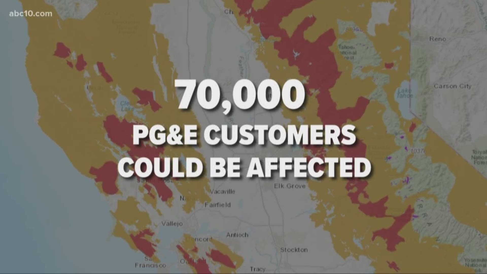 Pacific Gas & Electric cut off power to 84,000 customers in 12 different Northern California counties because high winds and wildfire concerns. 