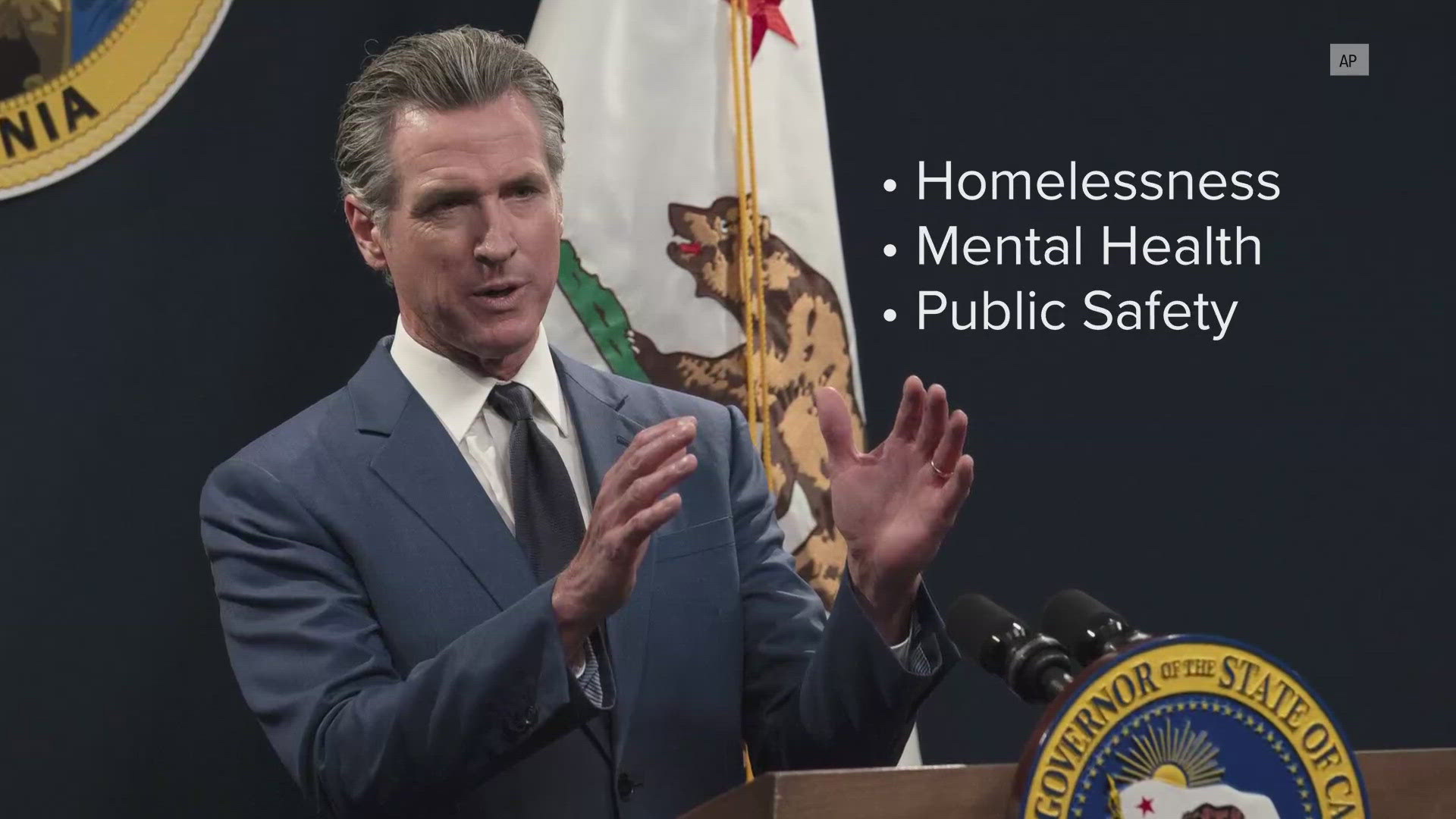 Gov. Gavin Newsom is expected to address topics of homelessness, mental health and public safety.