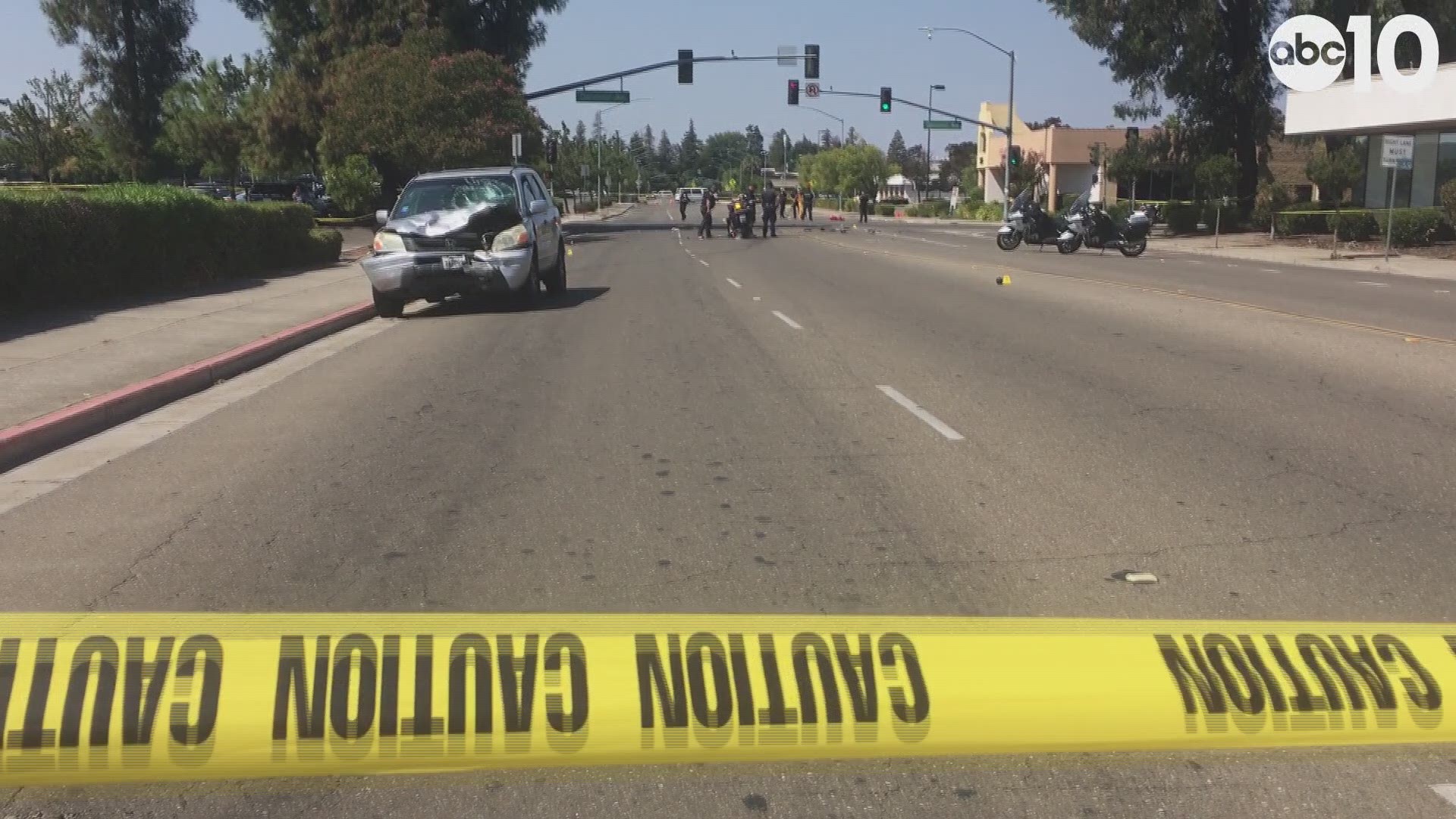 A Stockton Motorcycle Officer is in serious condition Tuesday following a two-vehicle accident, officials said.