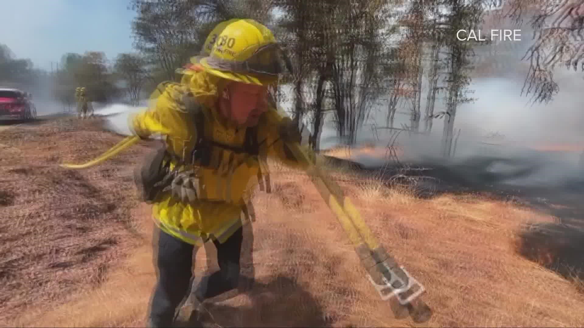 The 40-acre vegetation fire is burning off Wolf Road on Steele Road near Lake of the Pines, Cal Fire officials say.