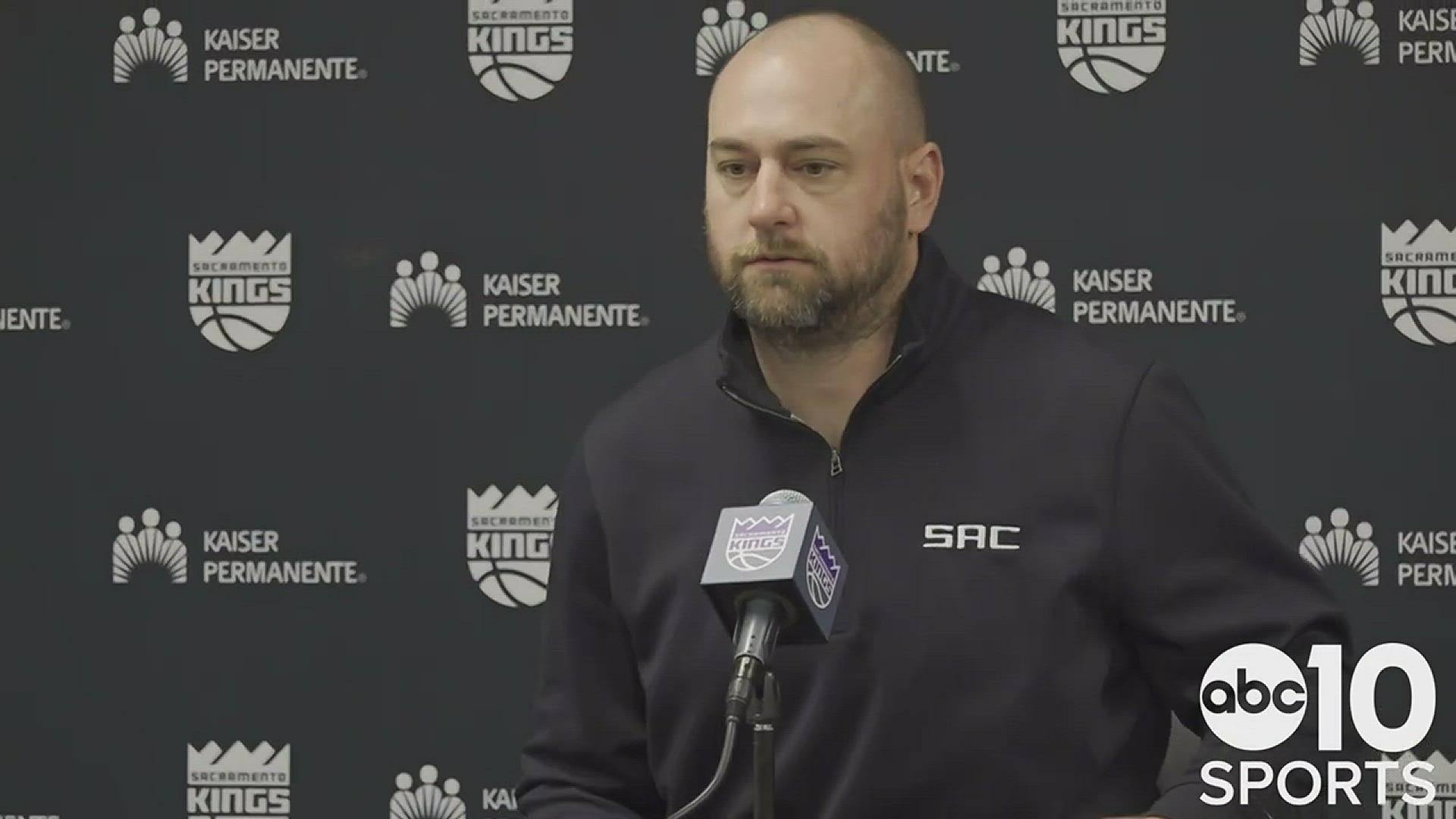 Kings general manager Monte McNair meets with the media on Tuesday, just two days after the season came to an end, to talk about Sacramento's search for a new coach.