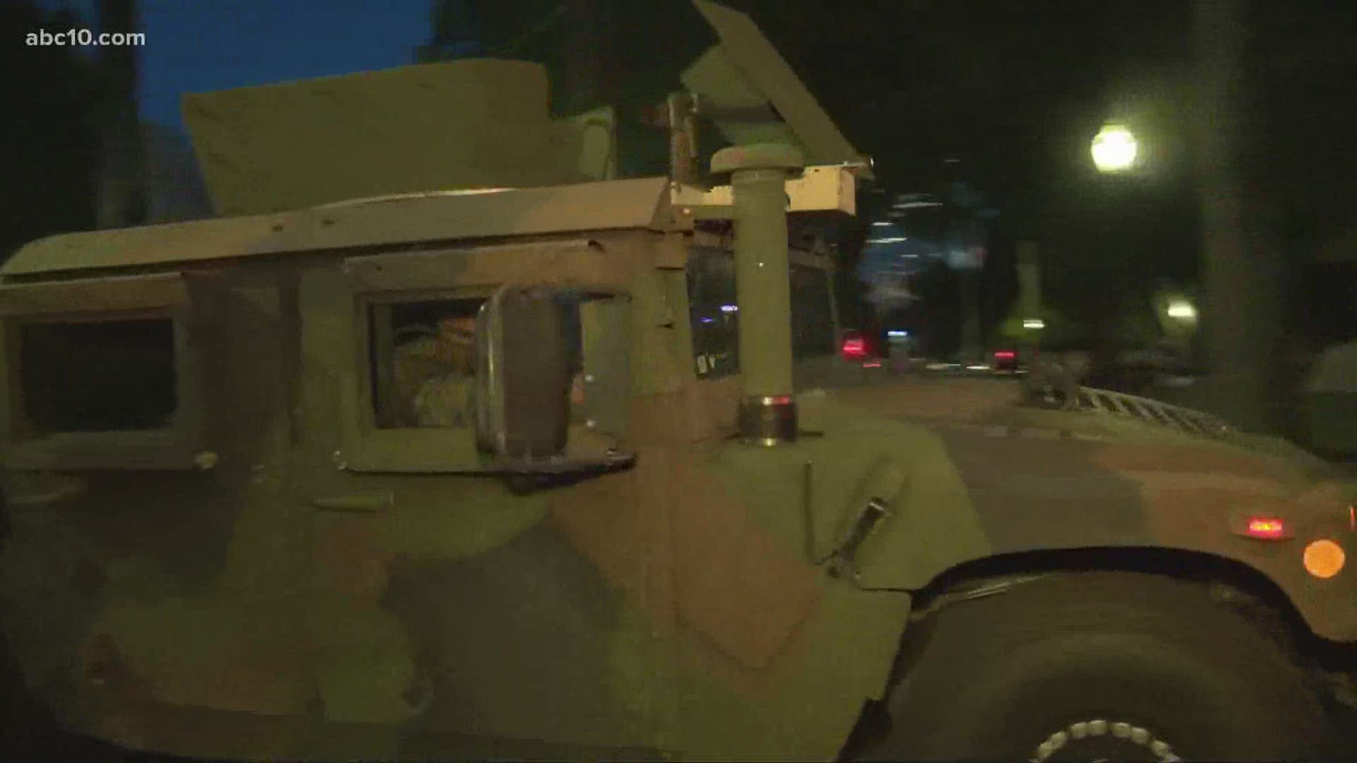 The National Guard patrols Sacramento and the state capitol following days of protests after the death of George Floyd. The city was under curfew on Monday night.