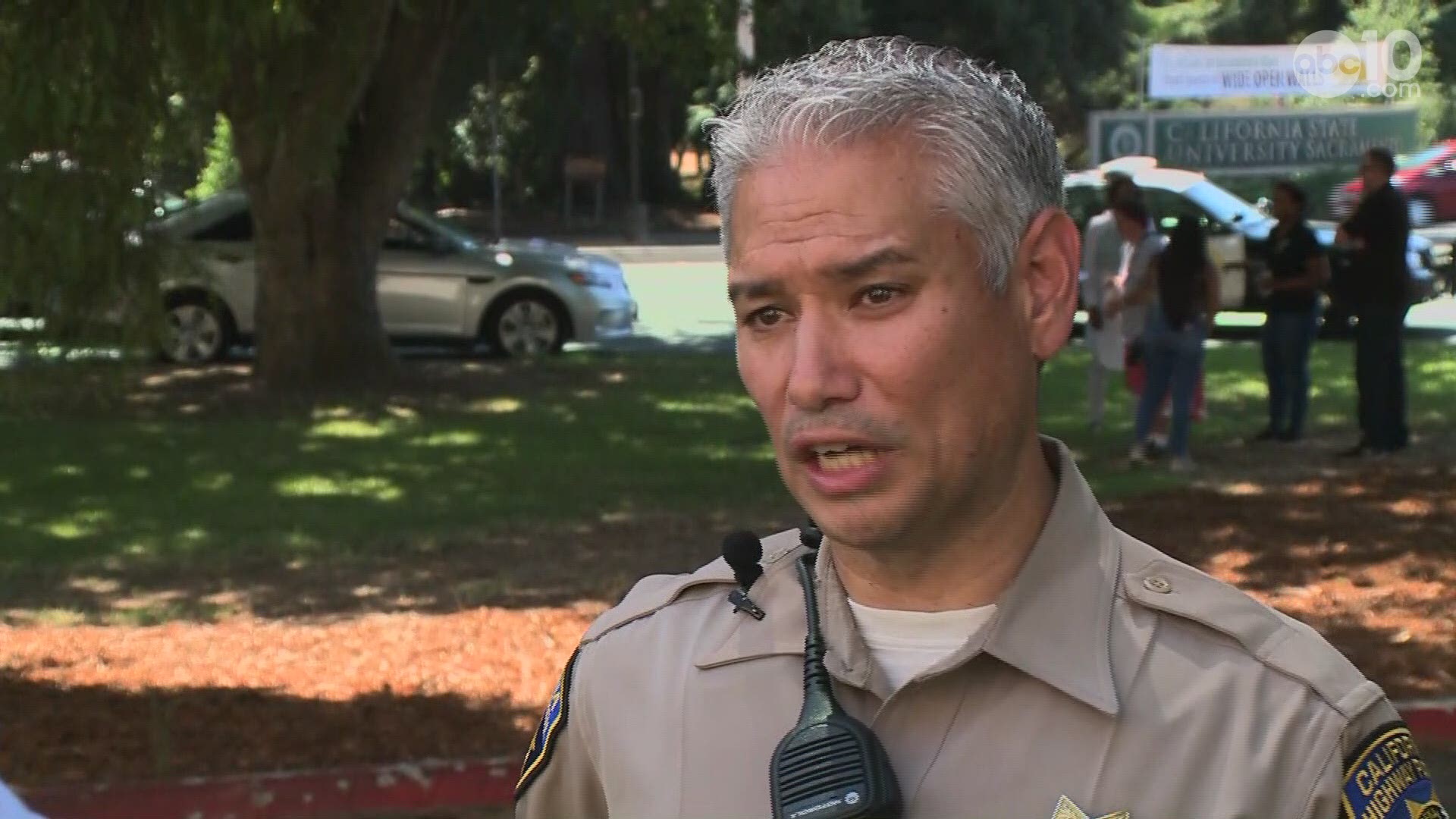 Public Information Officer Tommy Riggin of the California Highway Patrol said they have one person in custody. The suspect is said to have stolen a CHP vehicle and used it to steal a Delta College bus with people inside.