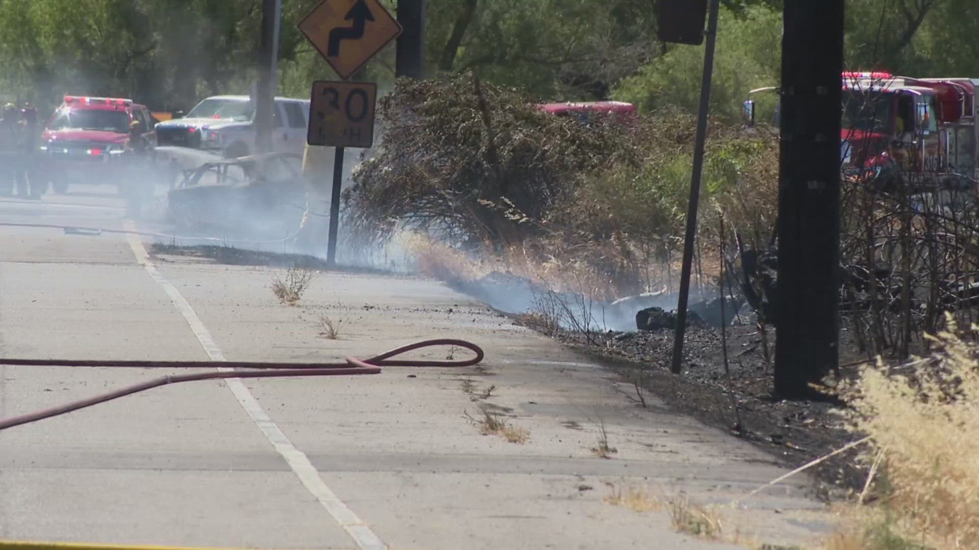 ​Several fires broke out Tuesday across the Sacramento area as hot temperatures, high winds and lots of dry grass created the ideal conditions for grass fires.