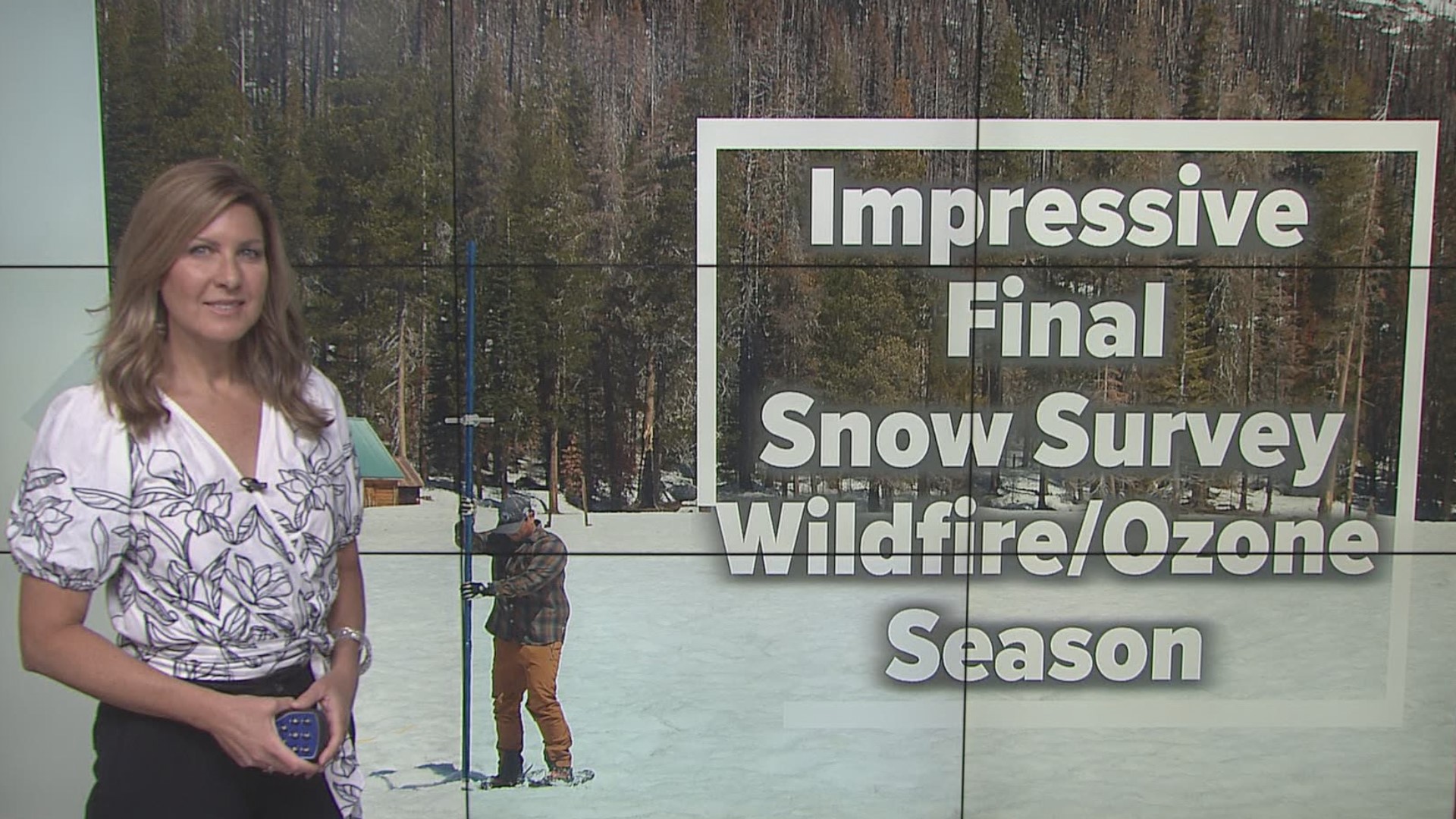 The last snow survey of the year shows big numbers for California's Sierra snowpack. Attention turns to flooding, wildfires and air quality concerns.