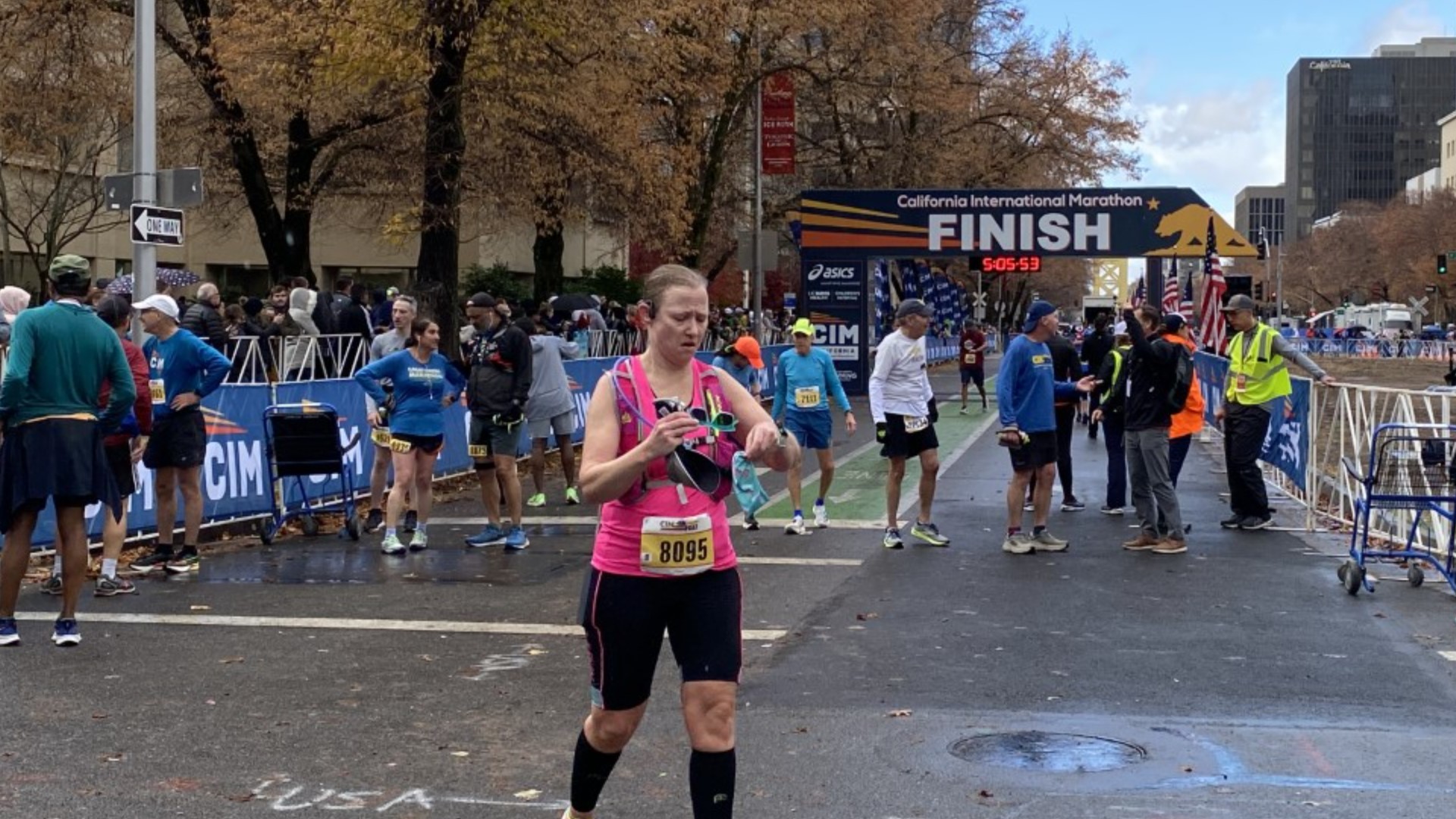 After countless hours of training, thousands of California International Marathon runners crossed the finish line on Sunday despite the rain.