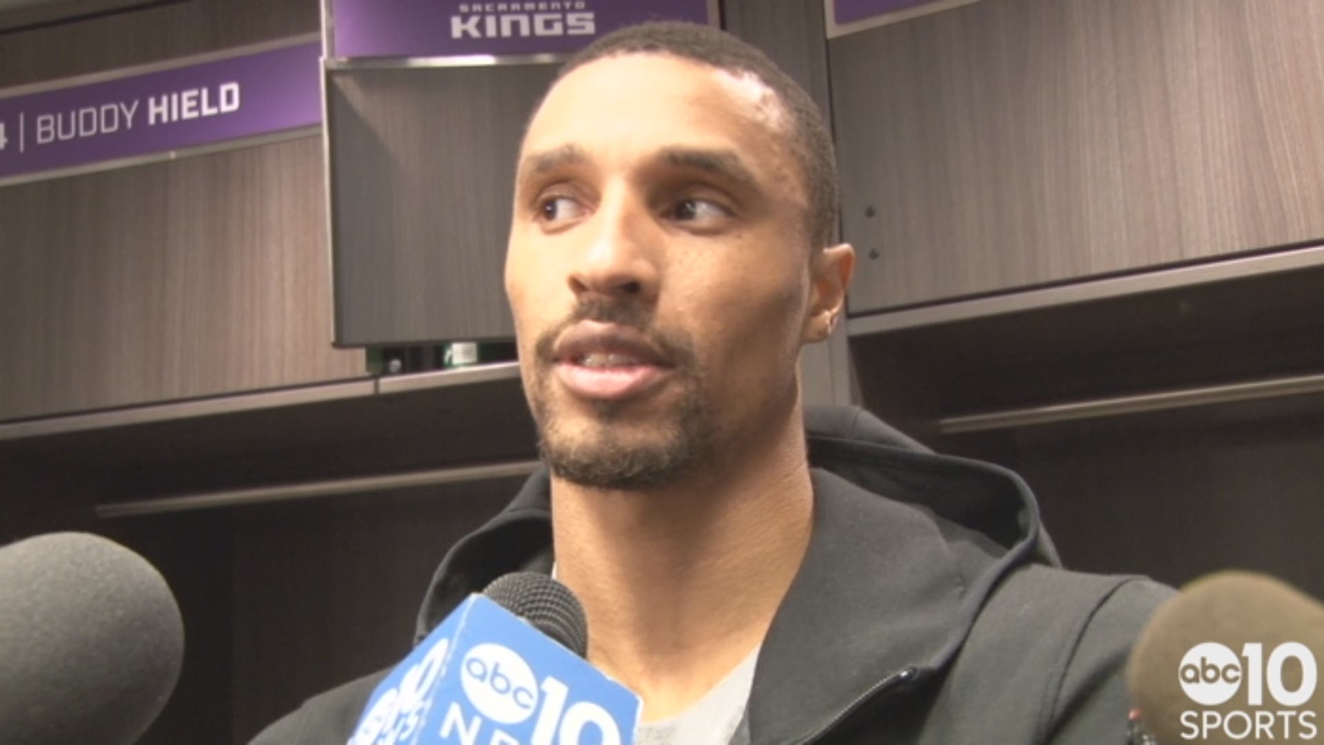 Sacramento Kings guard George Hill talks about the controversial review by the officials in the closing minute of Wednesday's season opening loss to the Houston Rockets.