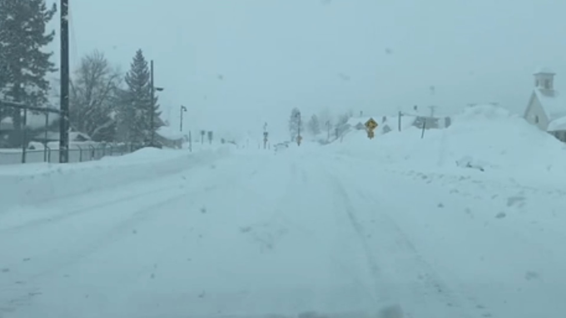 Snowy roads in the Truckee area Sunday morning