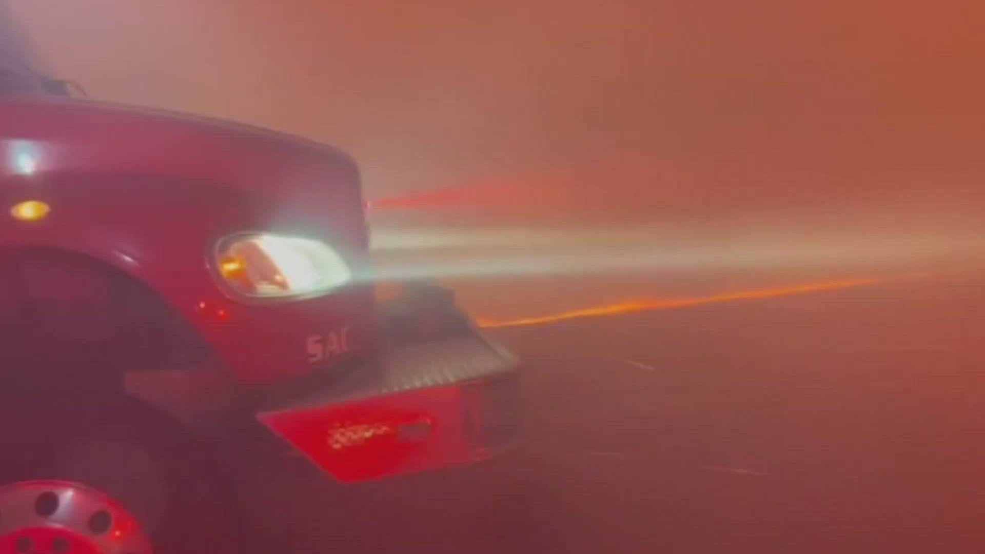 What started as a car fire, grew into a grass fire as the aftermath of Tropical Storm Hilary brought strong winds to Northern California