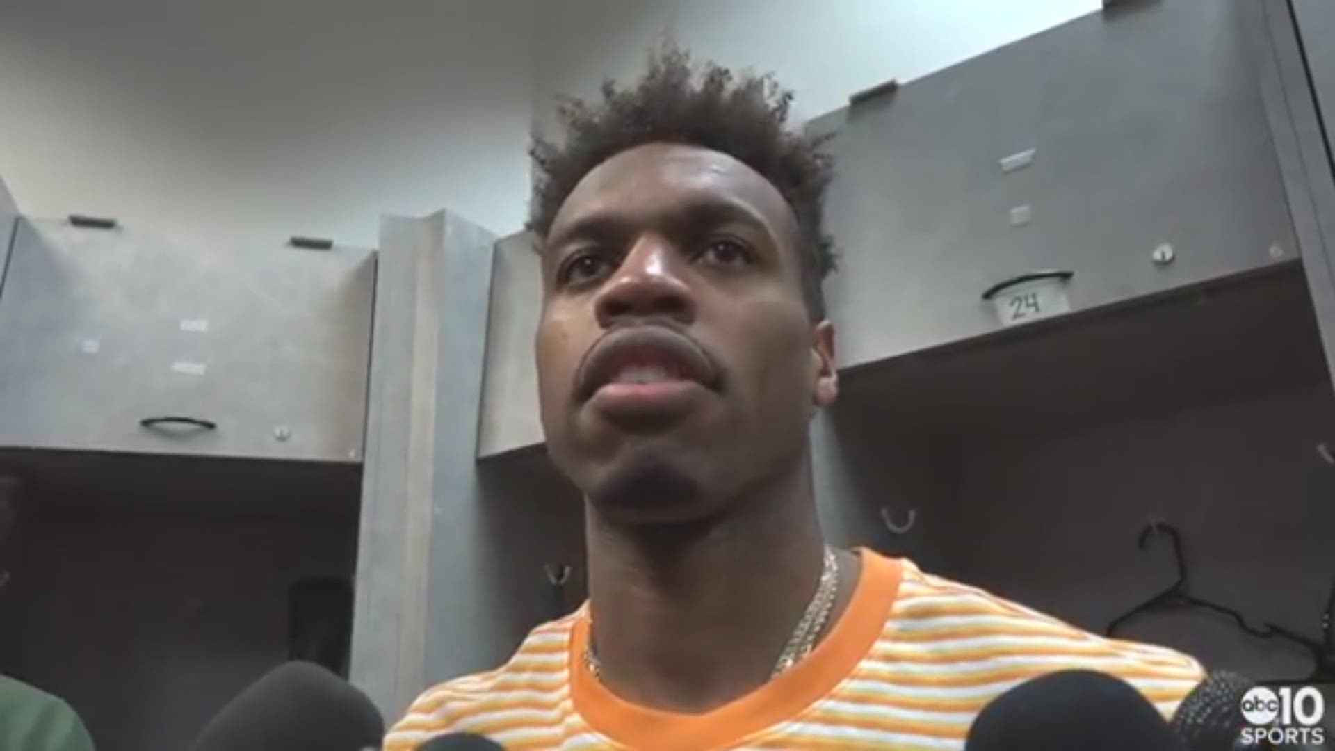 Kings guard Buddy Hield talks about his regrets over not taking the three-point opportunity he had in the final possession of Thursday's loss in Oakland to the Golden State Warriors. He talks about the closely contested season series and hope to see them in the playoffs.