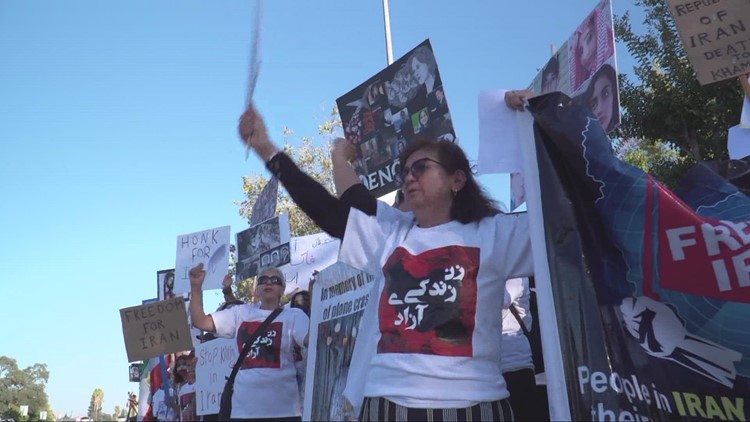 'We need a voice, we are helpless': Hundreds of Iranian-Americans demonstrate in Carmichael