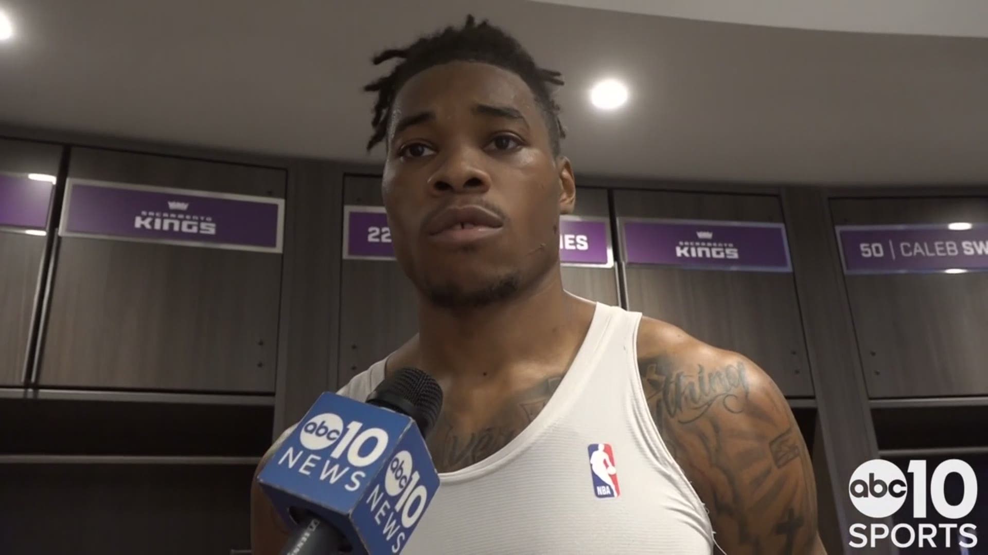 Following Tuesday's 120-116 win over the Phoenix Suns in Sacramento, Richaun Holmes talks about his Kings holding off a late rally, improving the 6-7.
