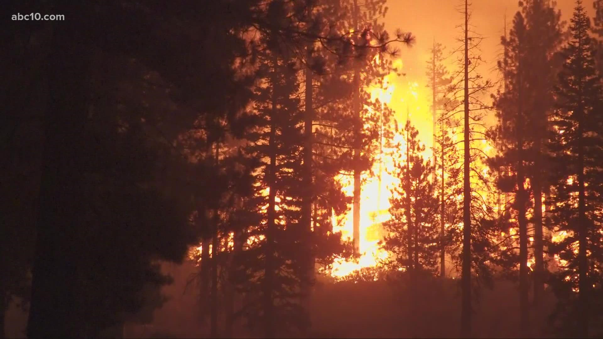 Fire officials said the Caldor Fire has made its way down to Christmas Valley and Meyers in El Dorado County.