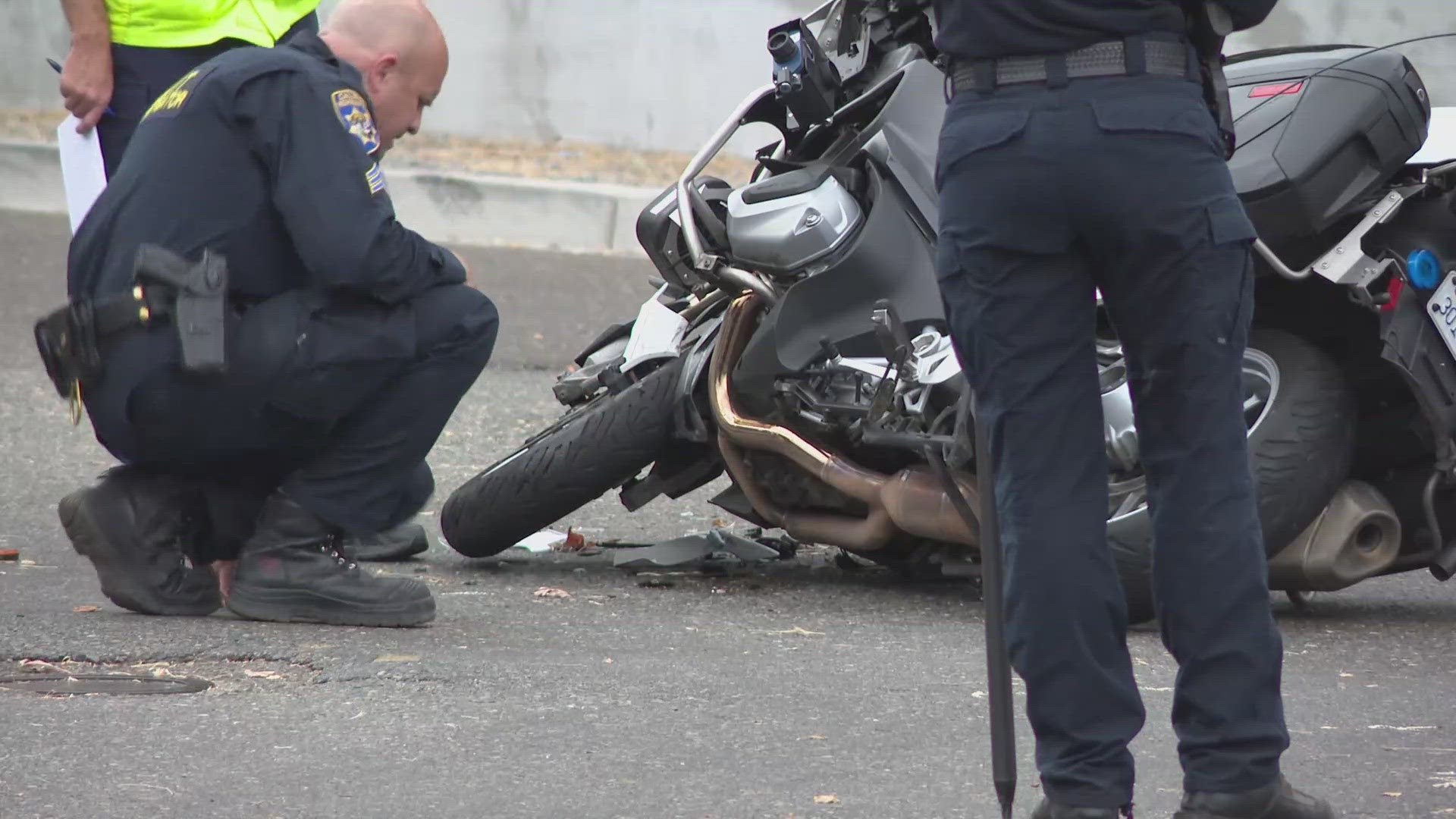 The California Highway Patrol says the officer was not seriously injured in the crash.