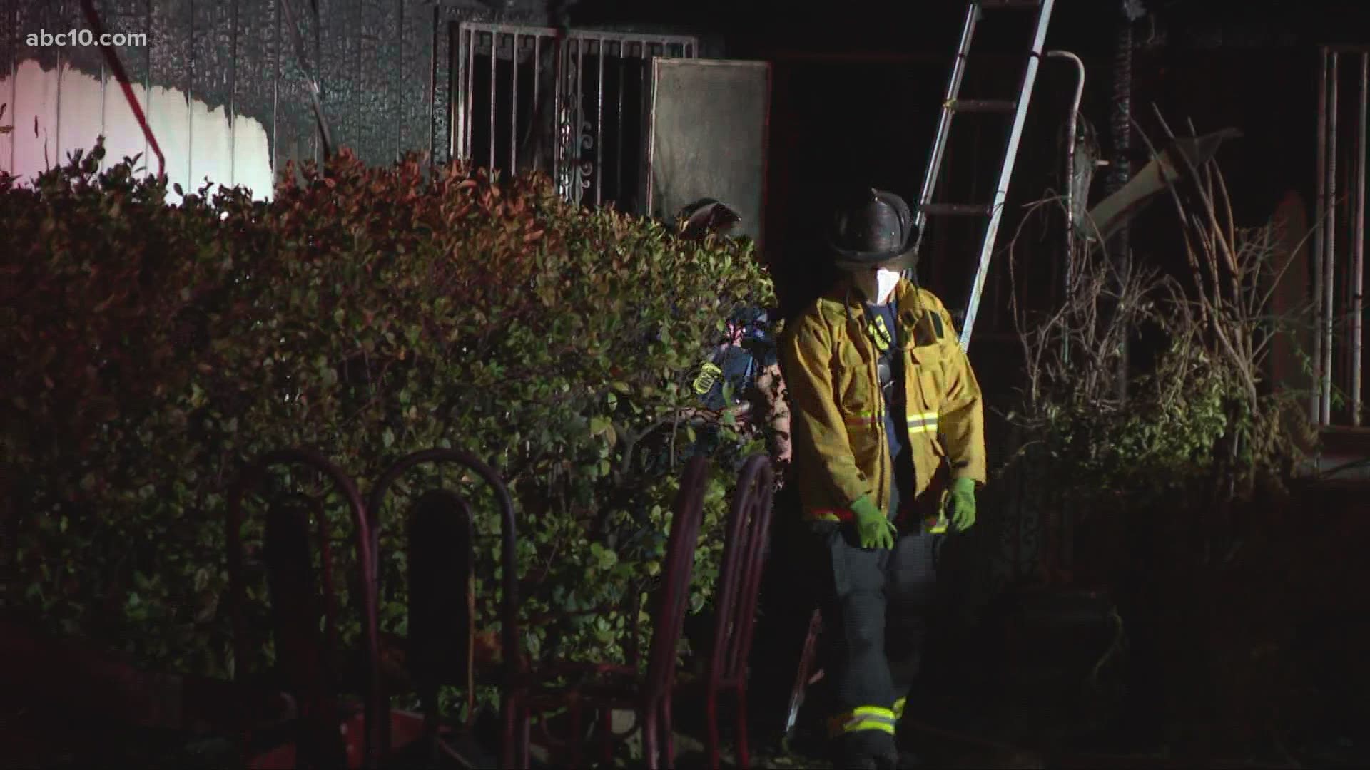 An elderly couple was inside the home at the time of the fire. The man was able to get out before directing firefighters to where the woman was located.