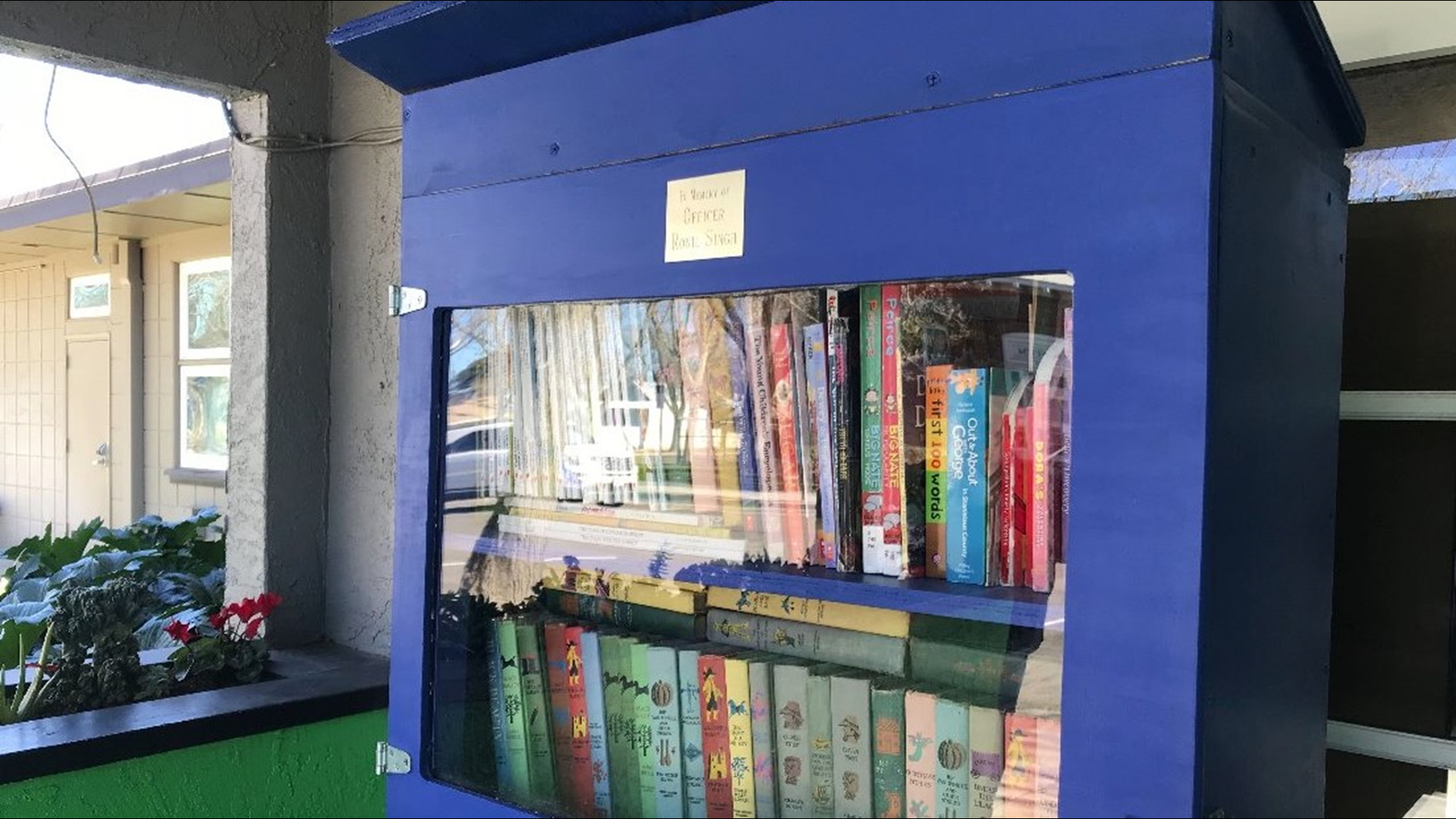 The Newman community has found a new way to honor fallen Cpl. Ronil Singh. A free lil’ library was created in front of the Modern by Design gift shop, which is located right next door to the Newman Police Department.