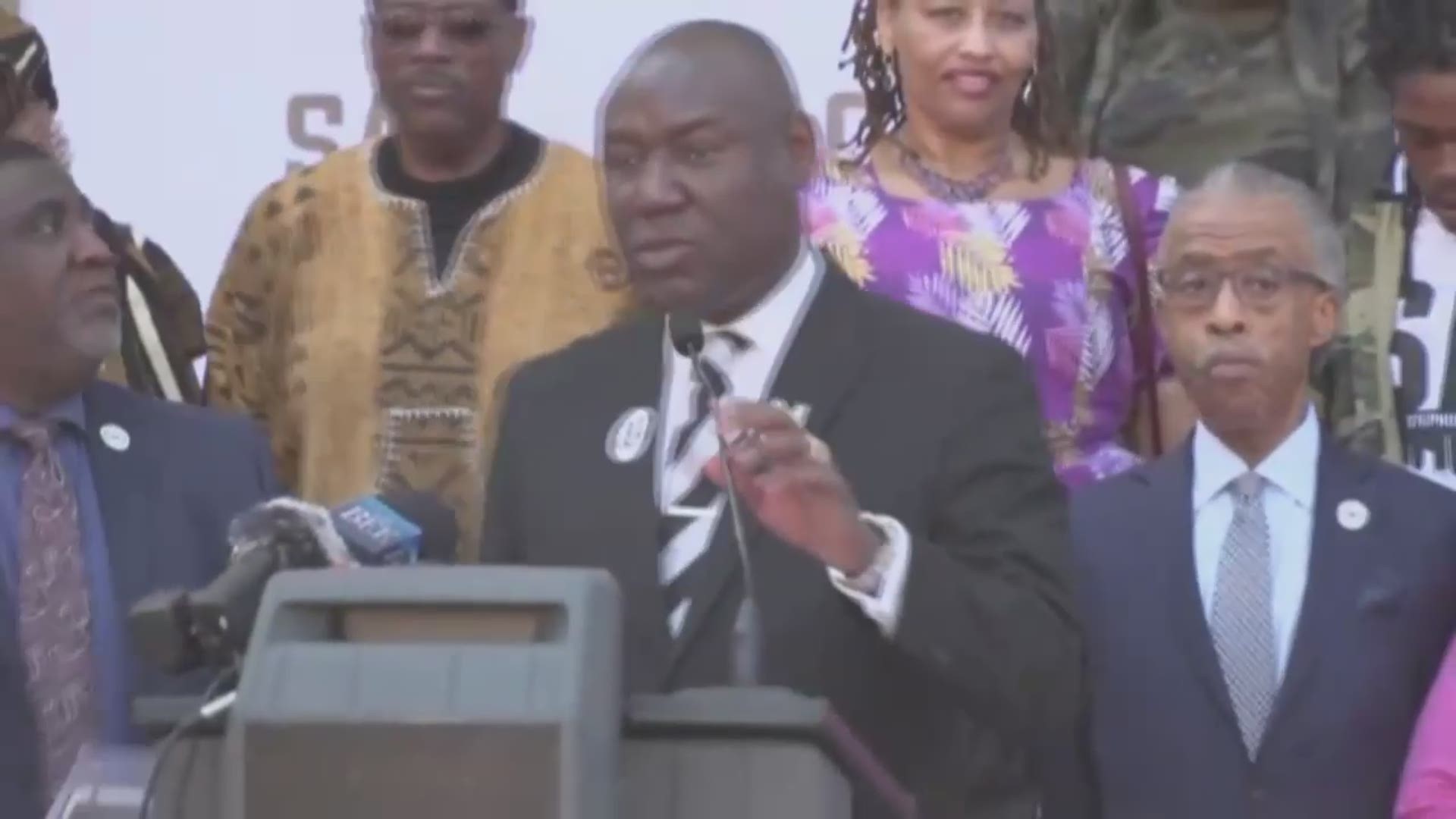 Stephon Clark's family, Rev. Al Sharpton and Attorney Ben Crump hold a press conference marking one year since Clark was fatally shot by Sacramento Police officers.