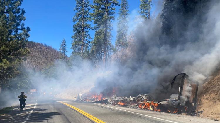 One lane of Highway 50 near Kyburz reopens after big rig fire