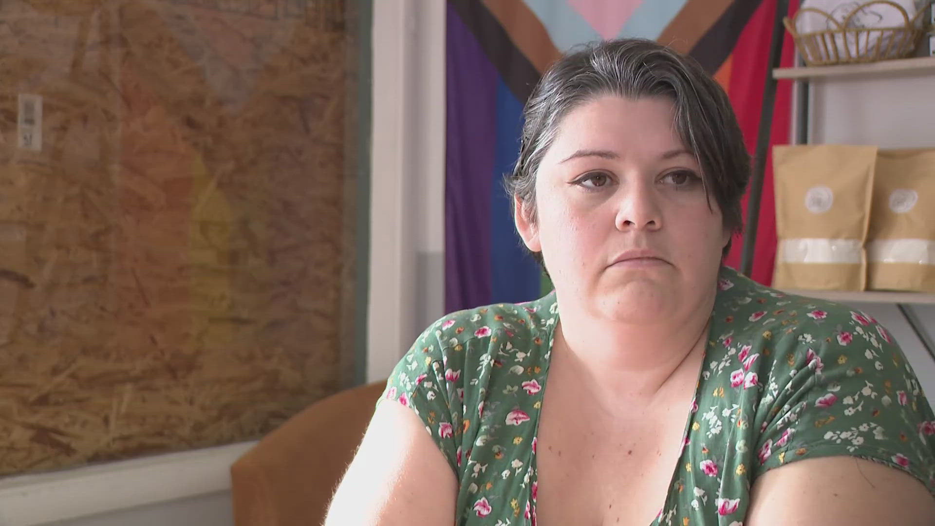 The owner of the Chubby Cupboard says her business was targeted due to the Pride flag displayed in the window. 