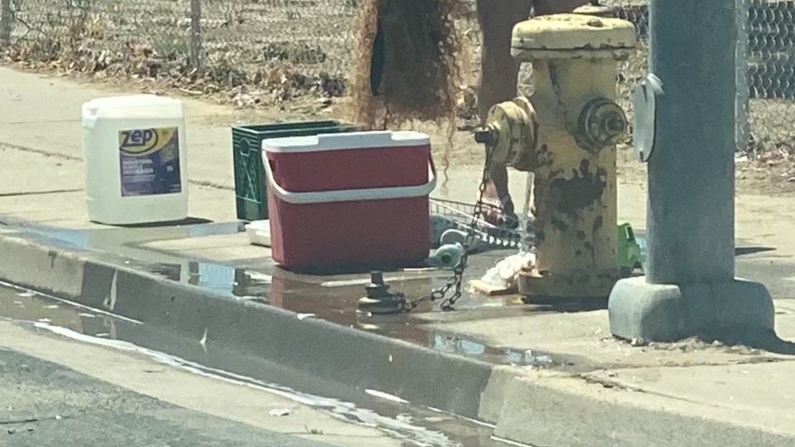 Stockton homeless turn to broken fire hydrants