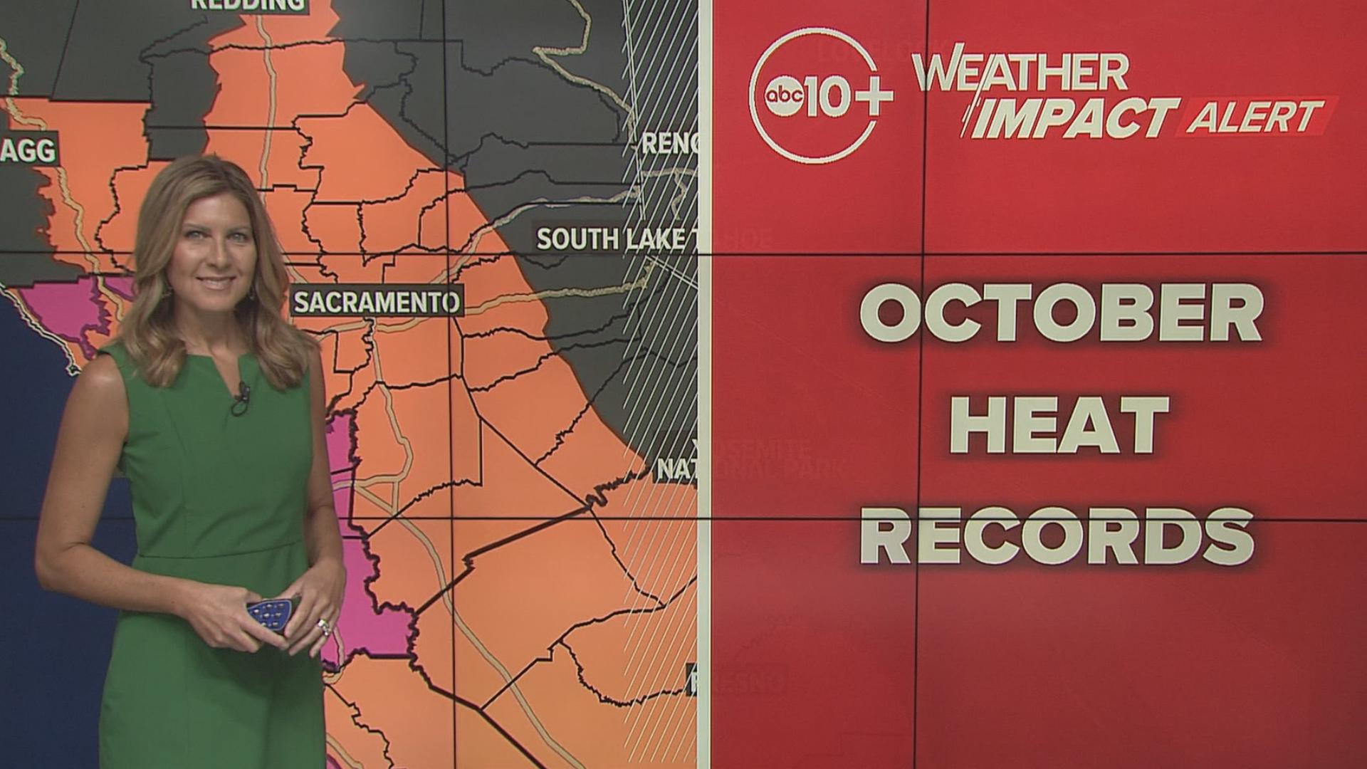 A rare strong ridge of high pressure for October is bringing near record setting heat to California.