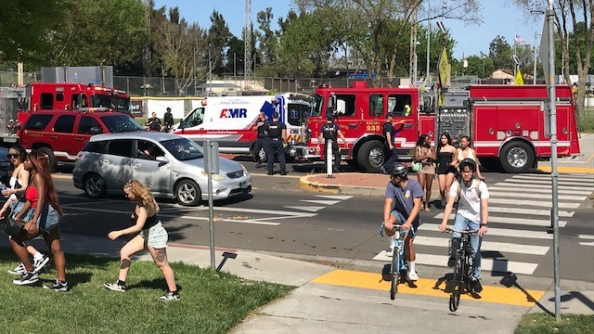 At least three people were shot at Davis Community Park when little league games were underway across the street.  