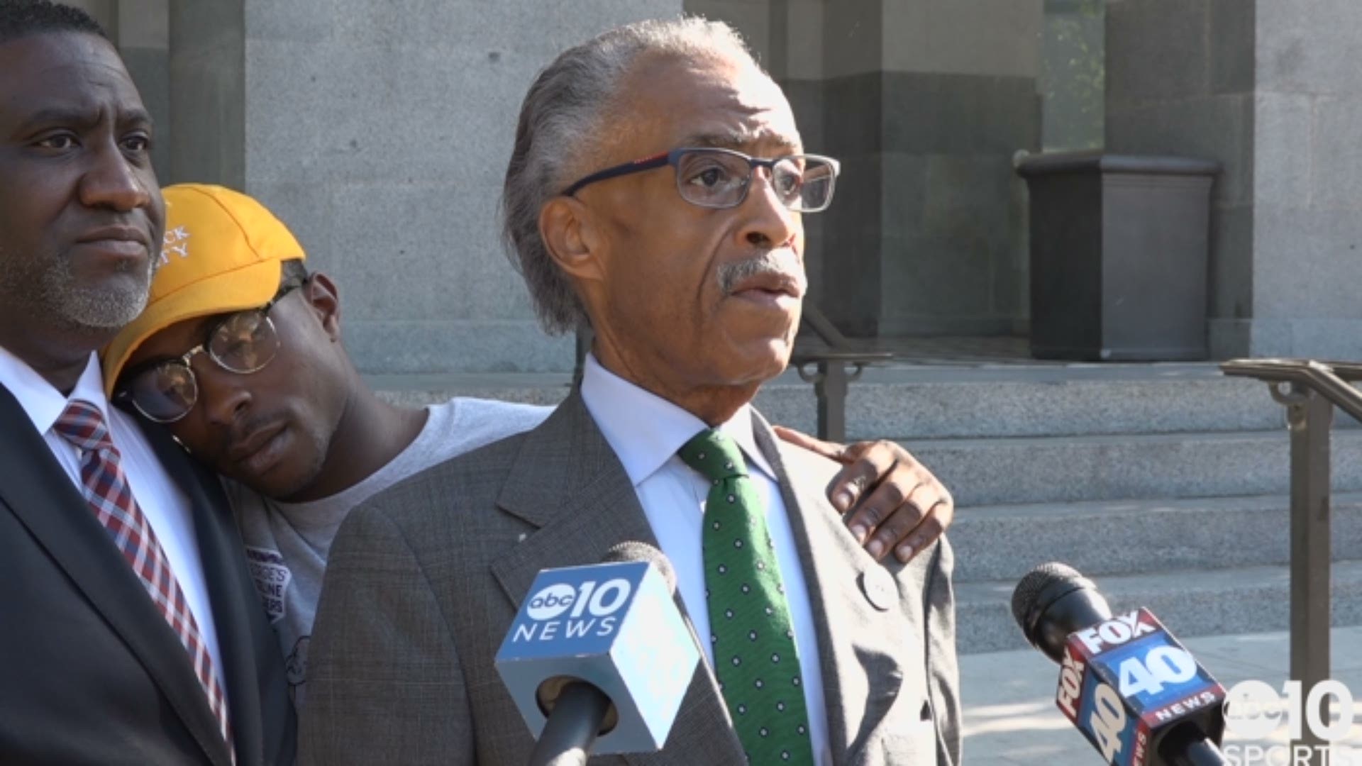 After meeting with the California Legislative Black Caucus, civil rights activist Rev. Al Sharpton slams the NFL for their ruling on Tuesday to require team personnel to stand for the National Anthem.
