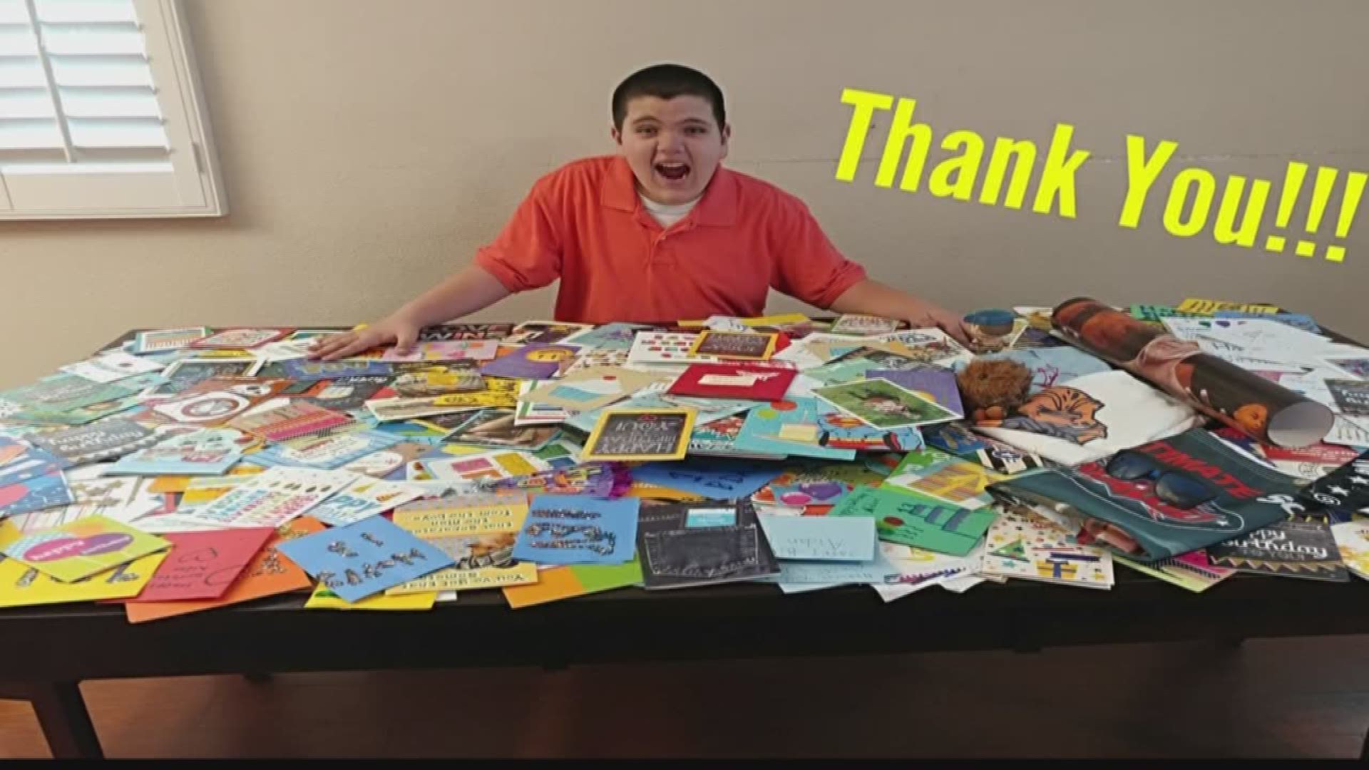 His mother made a Facebook post in a local autism support group asking for birthday cards to help support her son. She said she thought he would receive about 10 or 20. (Jan. 29, 2018)